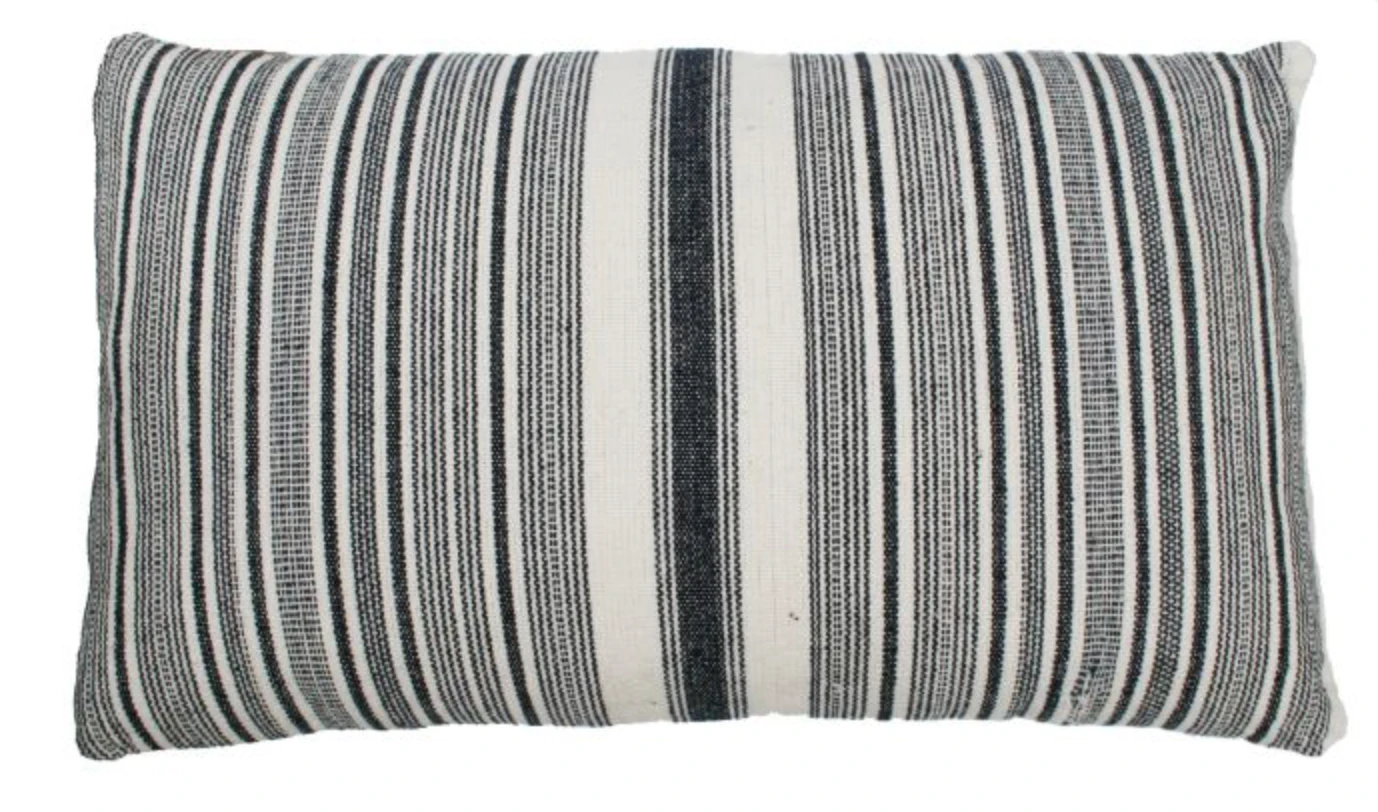 Kussen Kleine Streep Blauw/Wit 50x30cm by Rocaflor