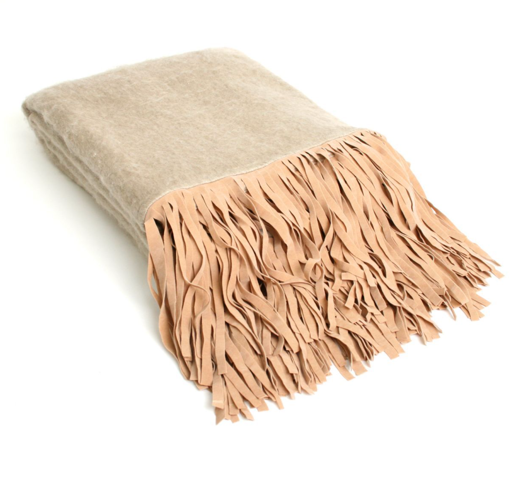 Plaid Wol met suedine franje in 5 kleuren - depauwwonen