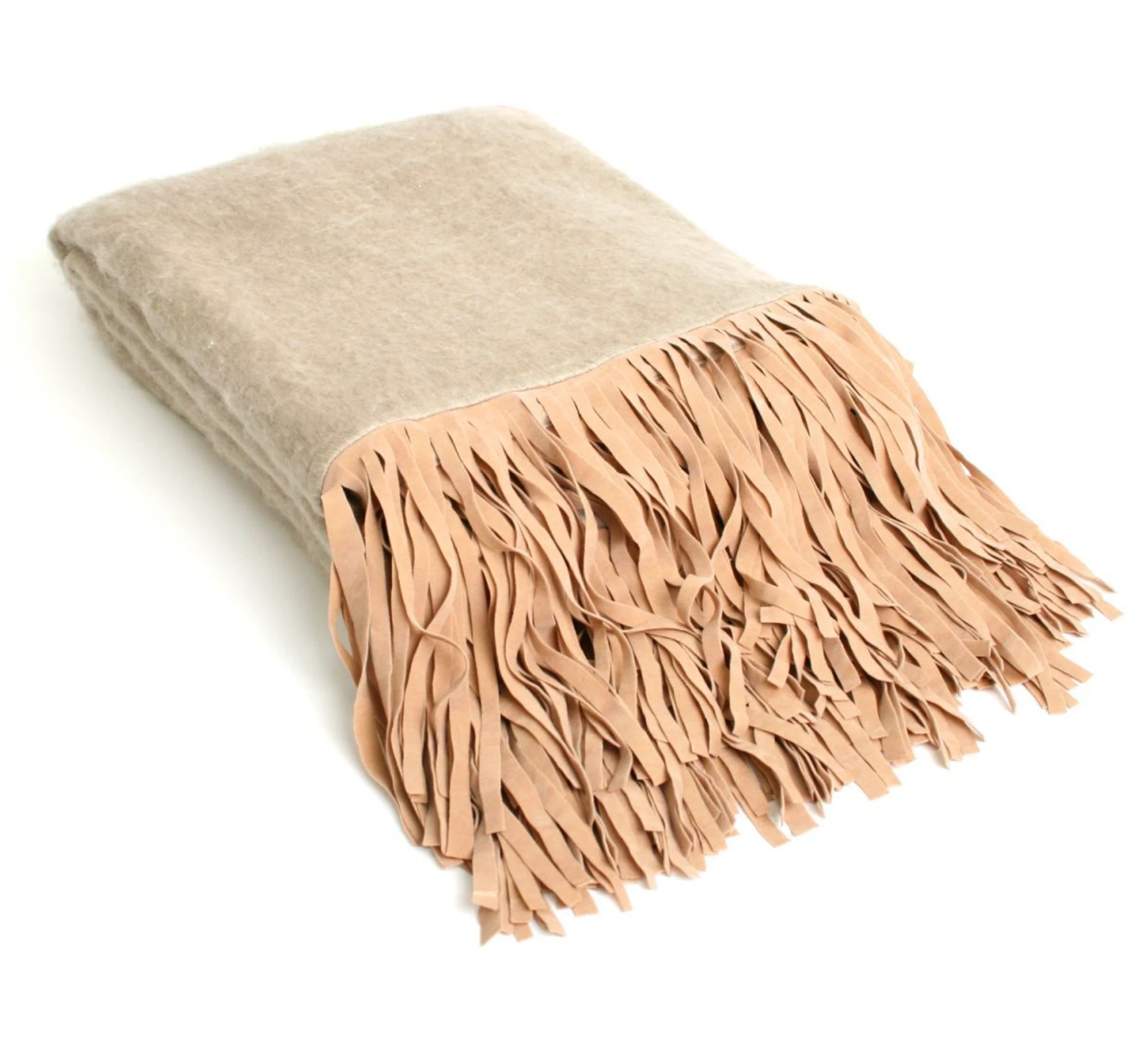 Plaid Wol met suedine franje in 5 kleuren by Rocaflor