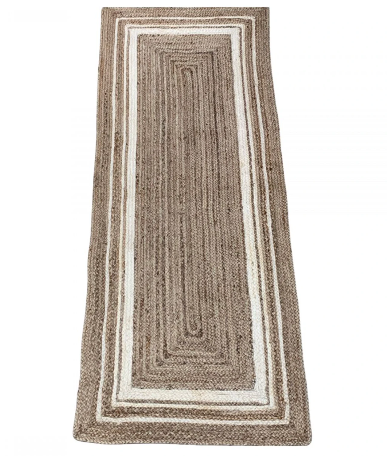 Loper jute naturel met offwhite lijnen by Rocaflor