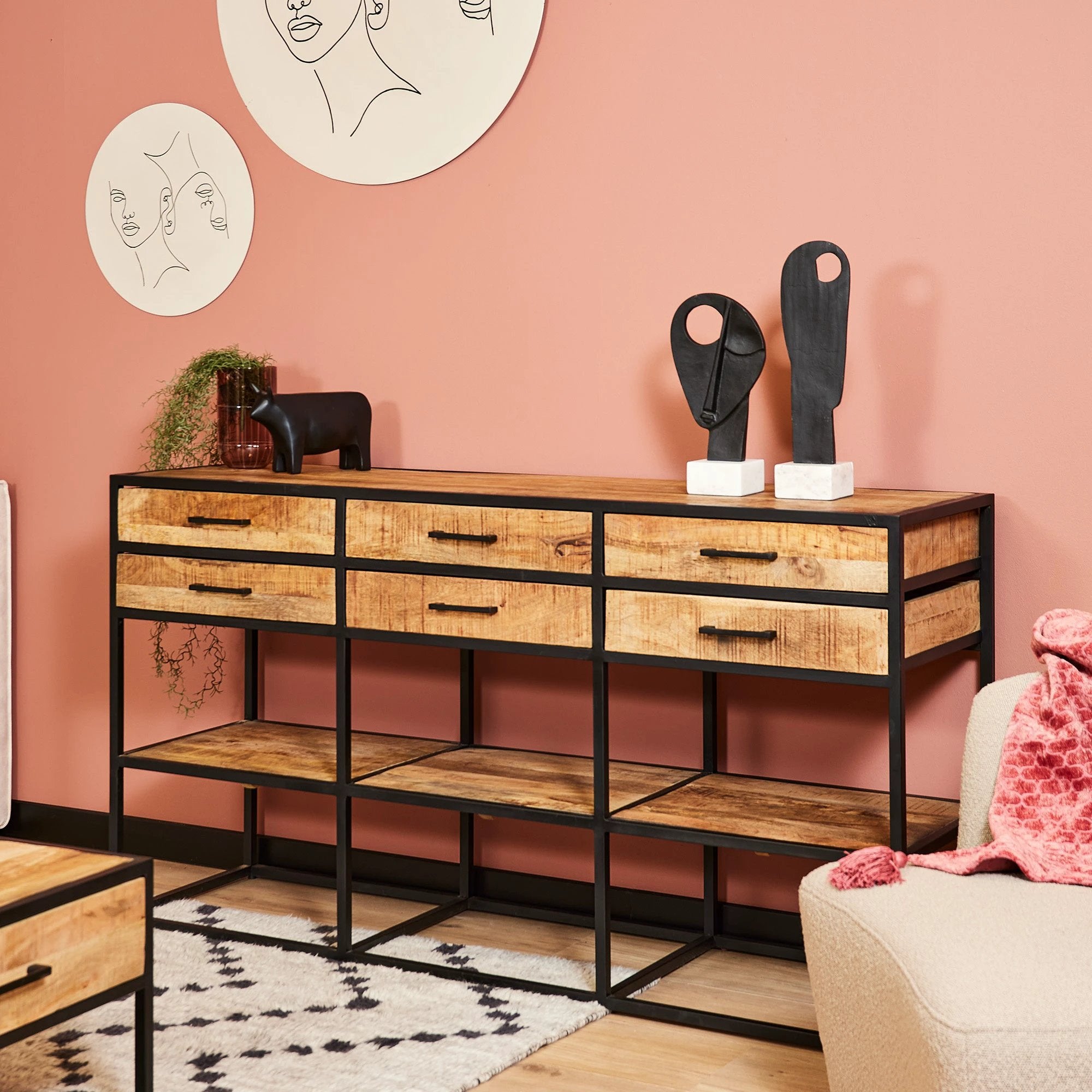 Dressoir Denver 160 cm | Mangohout en metaal by Starfurn