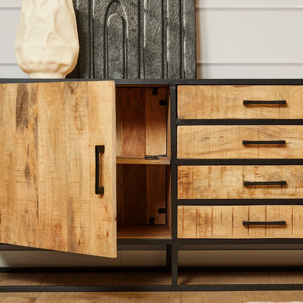 Dressoir Denver | Mangohout en staal | 210 cm by Starfurn