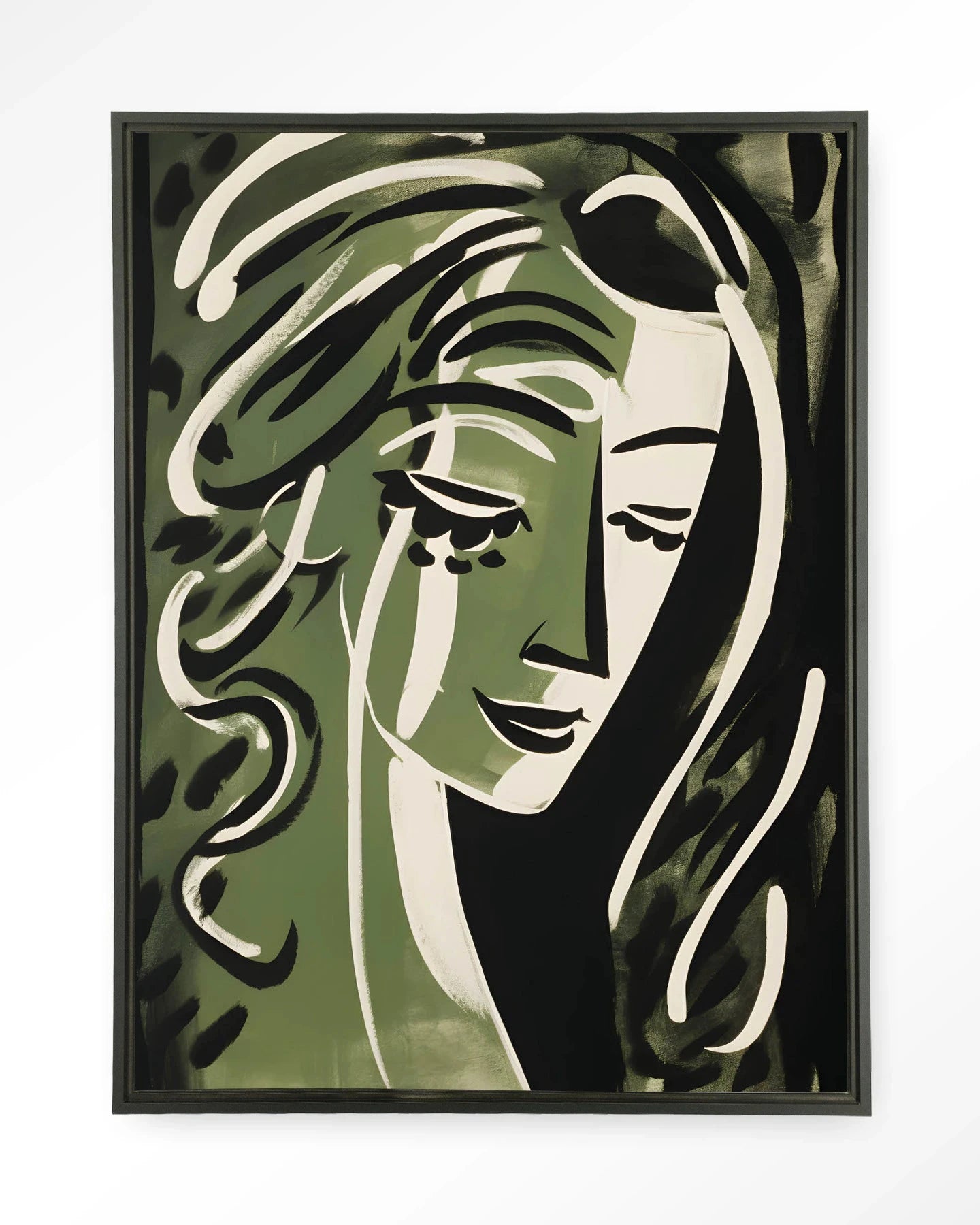 Moderne wanddecoratie van Urban Cotton, Aphrodite kunstprint met glasart en wandkleed in zwart frame, stijlvolle muurdecoratie.