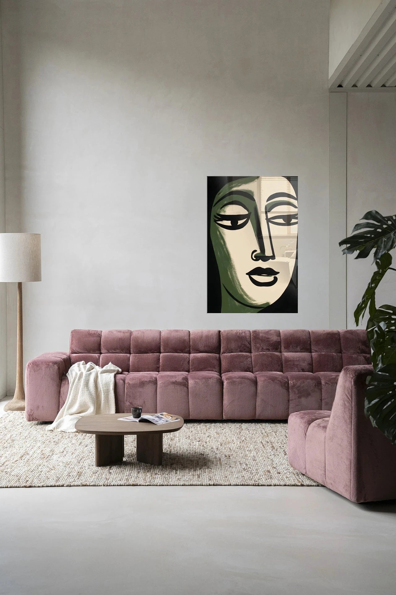 Moderne kunstwanddecoratie van Urban Cotton met glas artprint en wandkleed, artistieke Artemis ontwerp voor stijlvolle interieurdecoratie