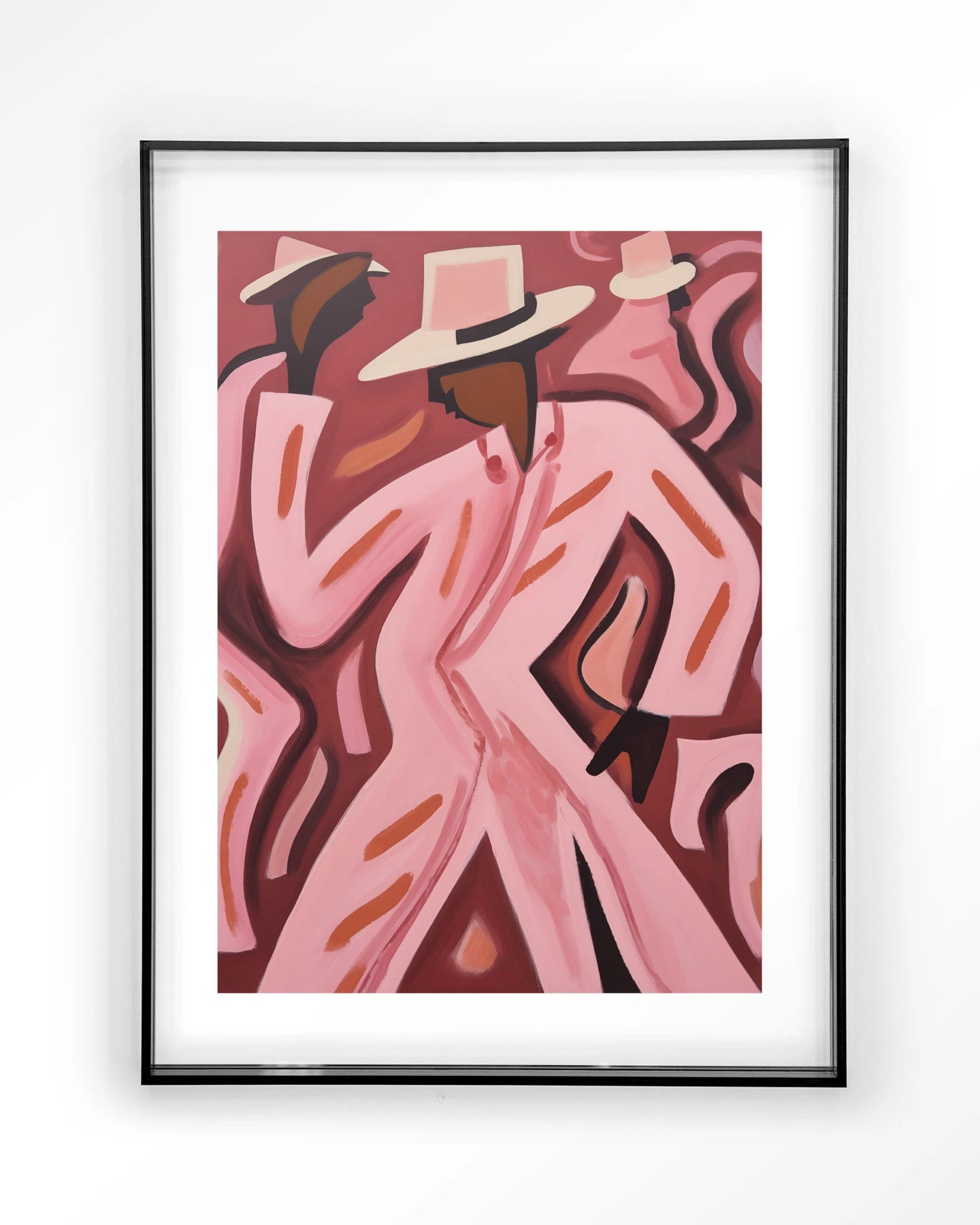 Moderne Boogie Woogie kunstprint van Urban Cotton met zwart acryl frame, geschikt als wanddecoratie in moderne interieurstijl