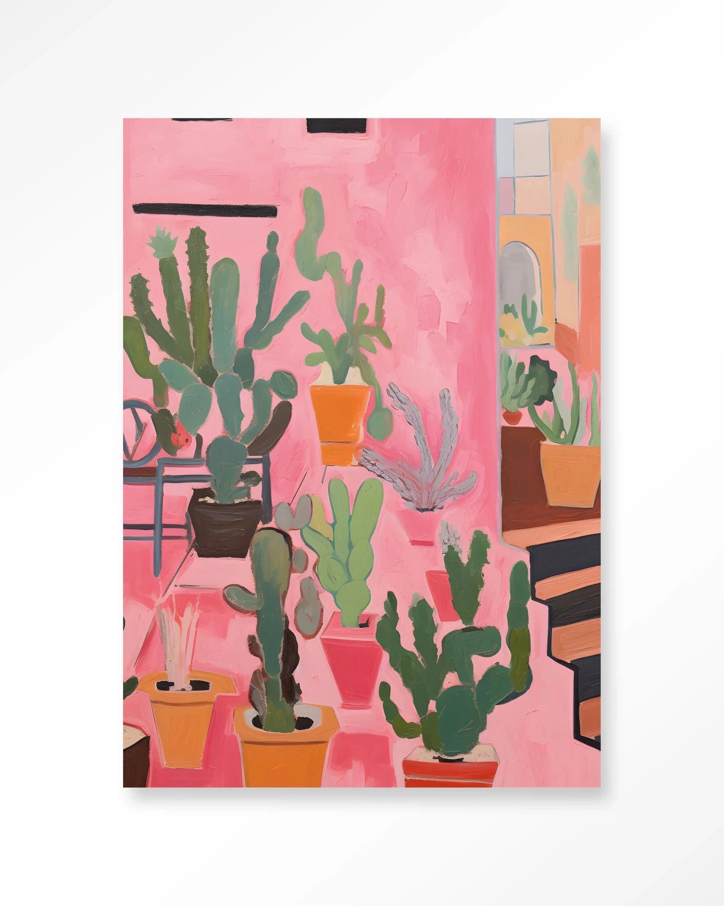 Moderne cactus kunstprint van Urban Cotton, wanddecoratie met glasart en wandkleed voor een stijlvolle muurversiering.