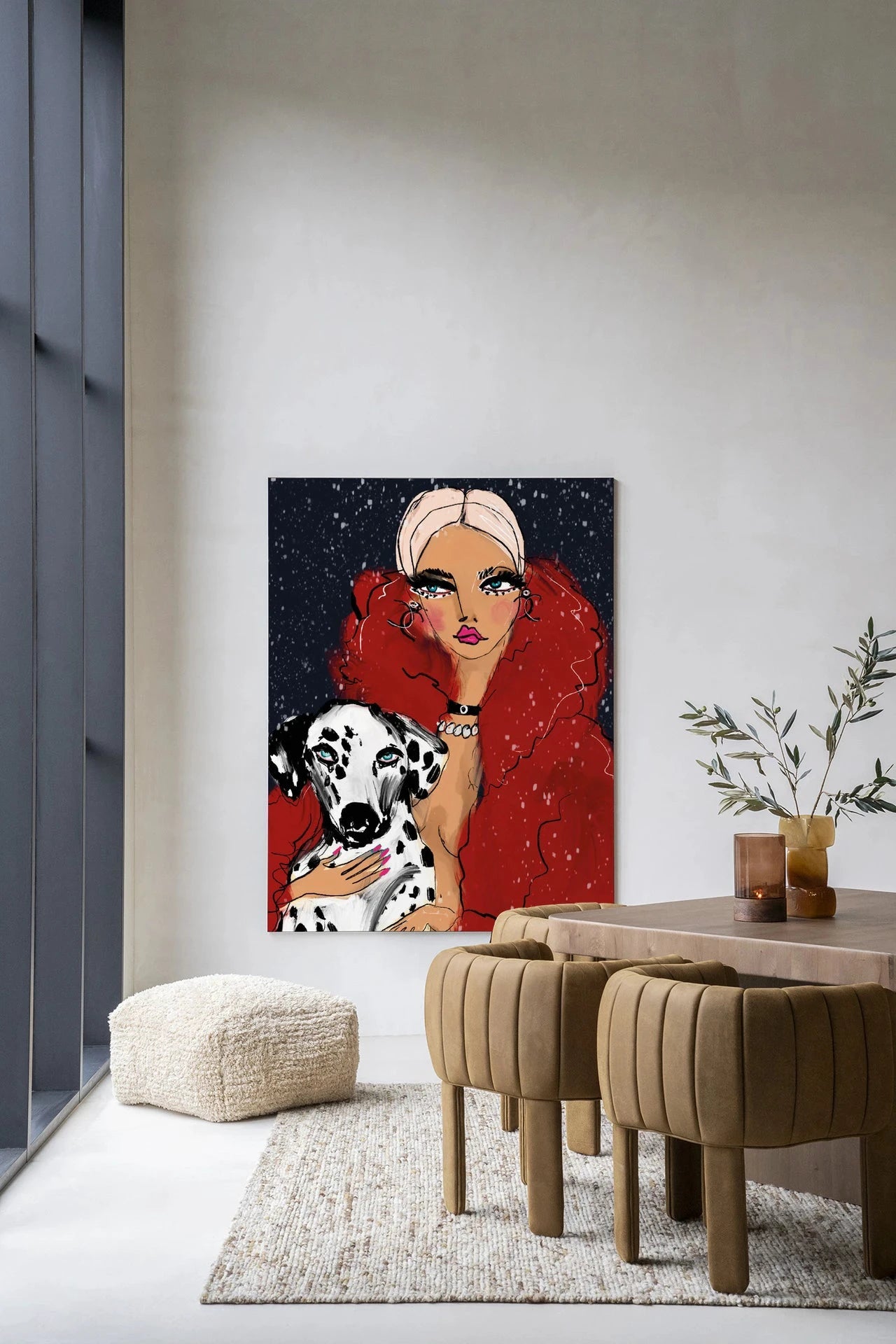 Dotted Doggy - Moderne Wanddecoratie | Artprint, Glass Art & Wandkleed by Urban Cotton