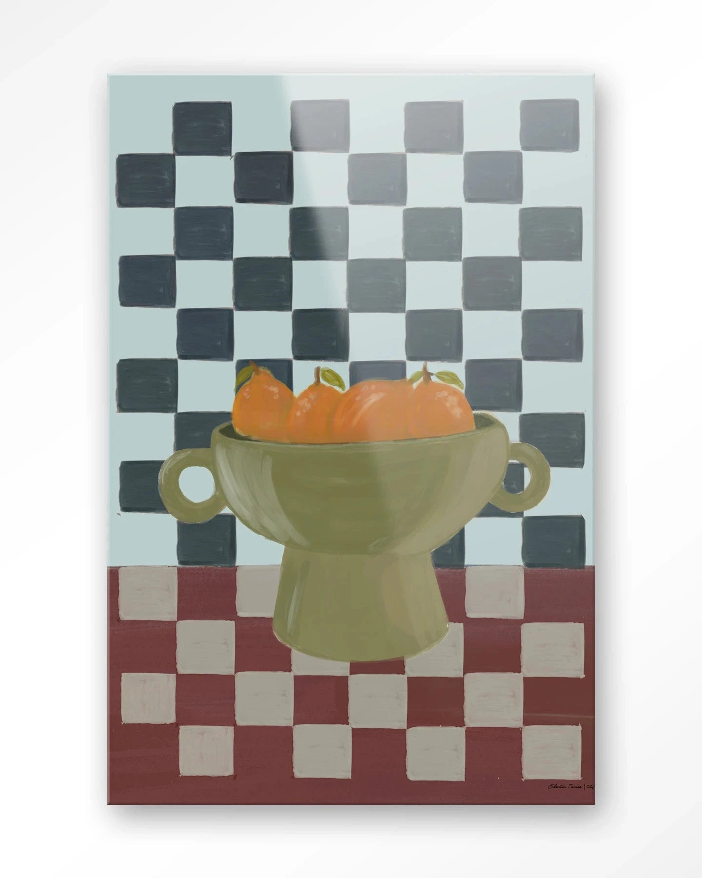 Moderne wanddecoratie van Urban Cotton, glas artprint met kleurrijk eclectisch ontwerp voor op de muur.