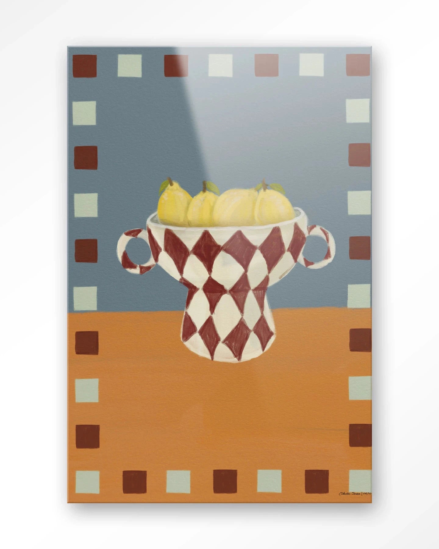 Moderne wanddecoratie van Urban Cotton, Eclectic Series 4, glas artprint met kleurrijk abstract ontwerp voor binnenruimte