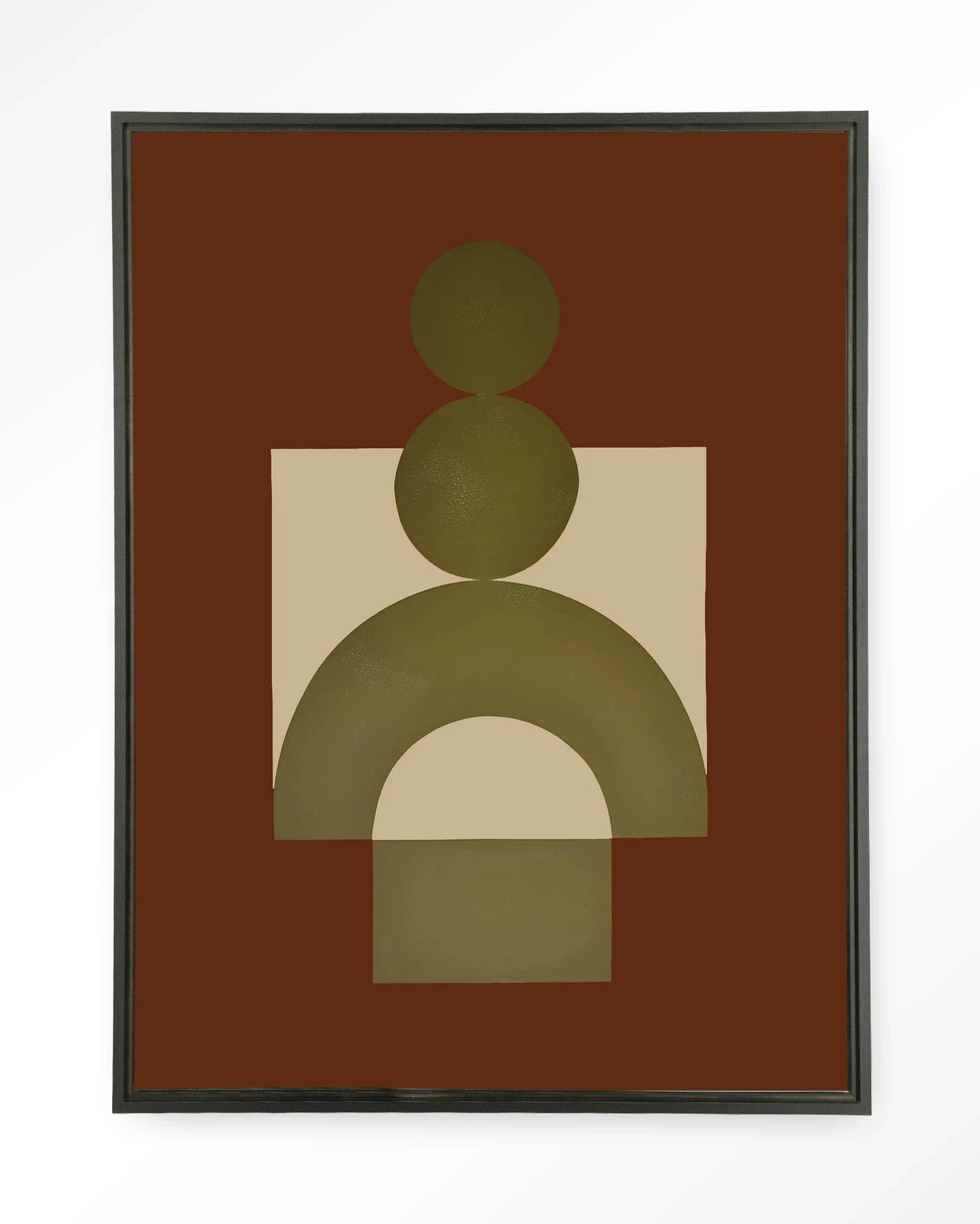 Moderne wanddecoratie Forma 3 Red van Urban Cotton, kunstprint met rood ontwerp, inclusief wandkleed en zwart lijstframe.