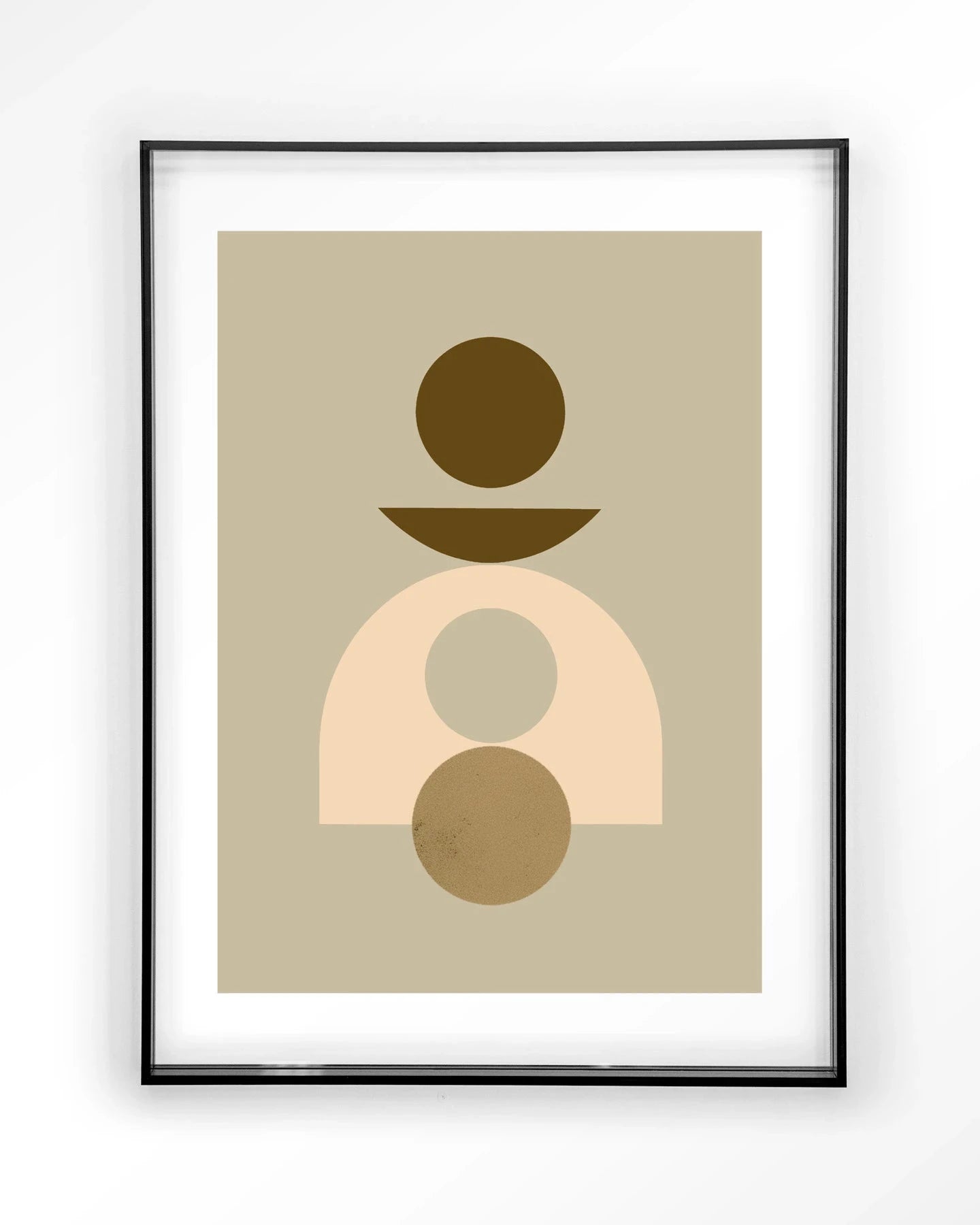 Moderne beige wanddecoratie van Urban Cotton, kunstprint met acrylframe en glas, ideaal voor moderne interieur styling