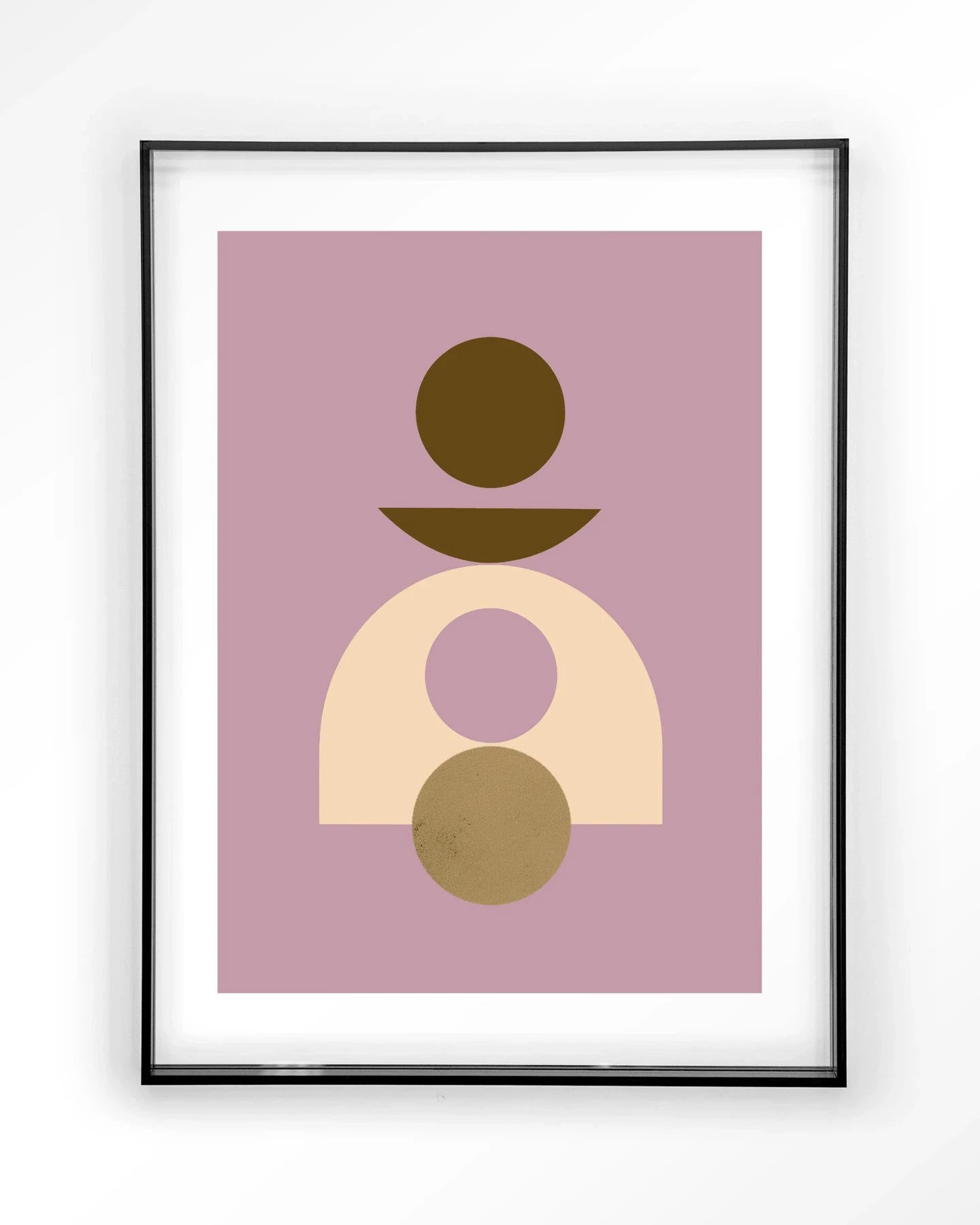 Moderne vormgegeven kunstwerk Forma 4 Lilac van Urban Cotton met zwart acryl frame, wanddecoratie met print en glas.