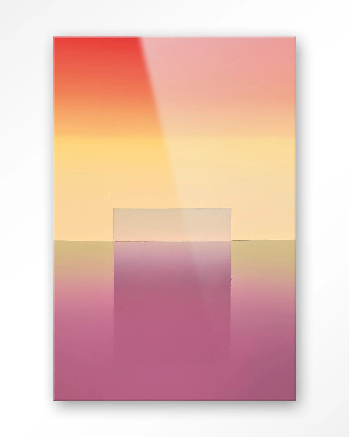 Moderne wanddecoratie van Urban Cotton met glas artprint en wandkleed in gradientkleur, abstract kunst voor in huis