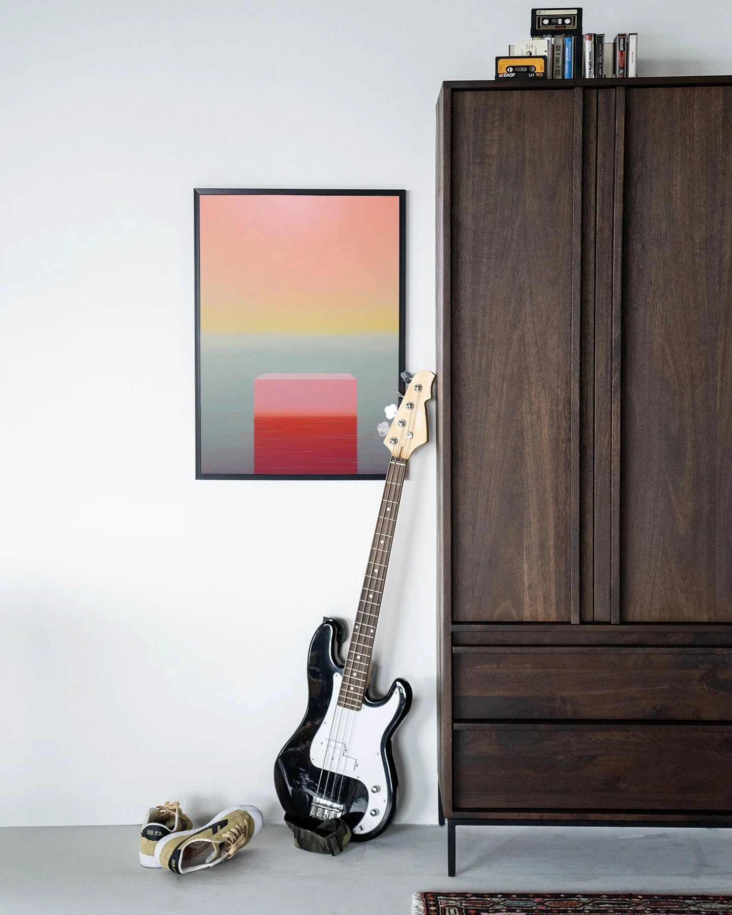 Moderne wanddecoratie Gradient 3 van Urban Cotton, kunstprint met houten frame en zwart ontwerp voor stijlvolle muurversiering
