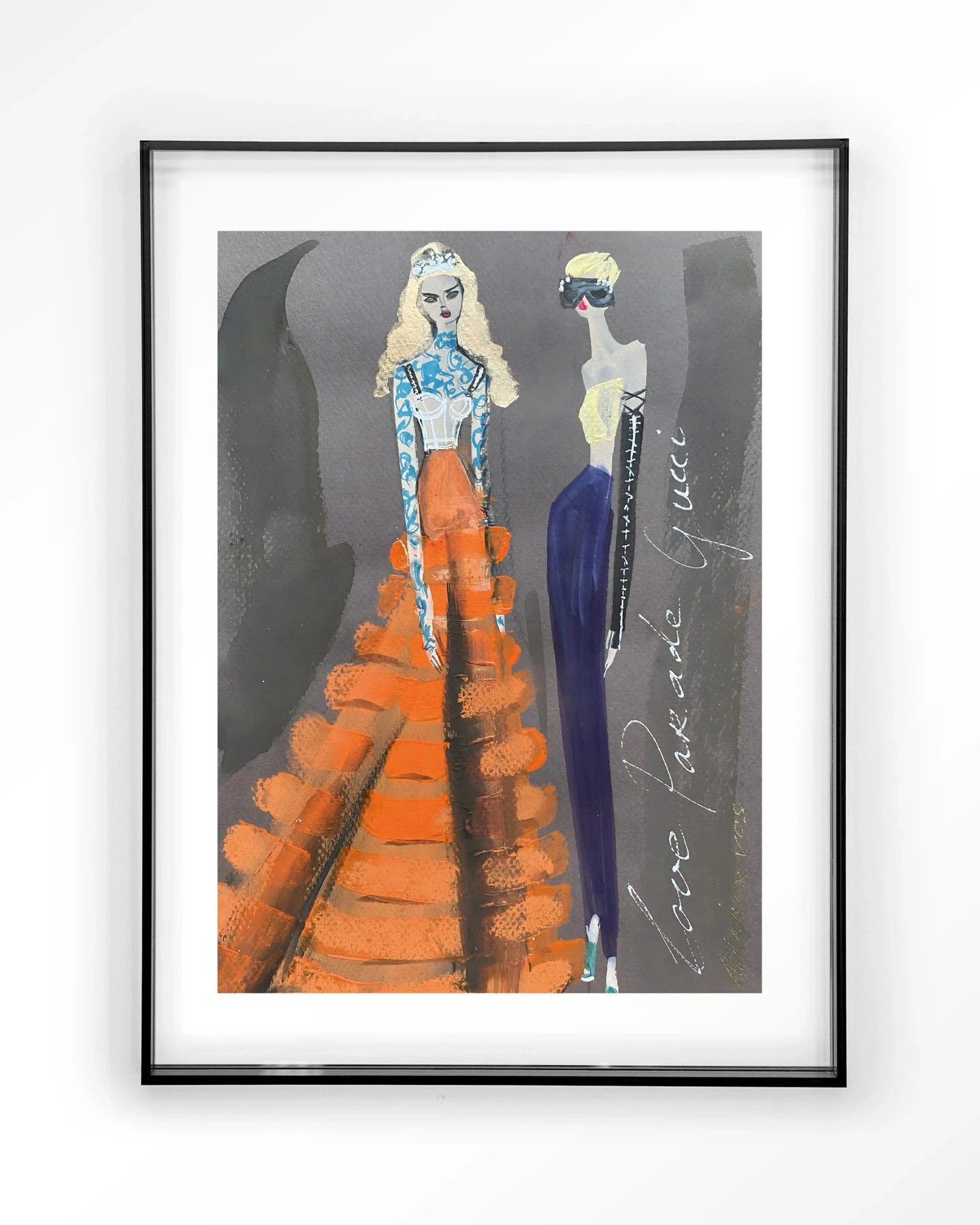 Gucci moderne kunstprint in zwart frame, glas art en wandkleed voor stijlvolle interieurdecoratie door Urban Cotton