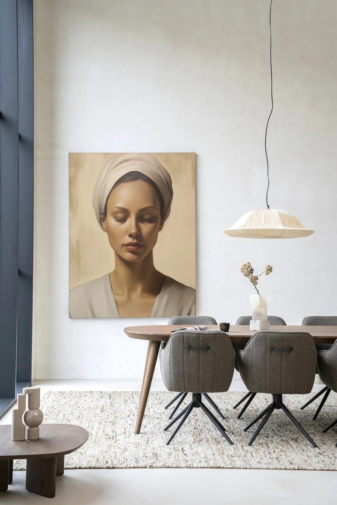 Moderne wanddecoratie van Urban Cotton met healing kunstprint op textiel en glas, ideaal voor een stijlvolle muurversiering.