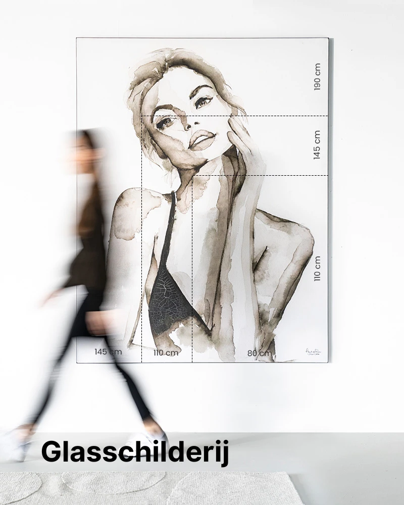 Moderne wanddecoratie van Urban Cotton met glas kunstwerk, geschikt als artprint, glas art of wandkleed voor in huis.