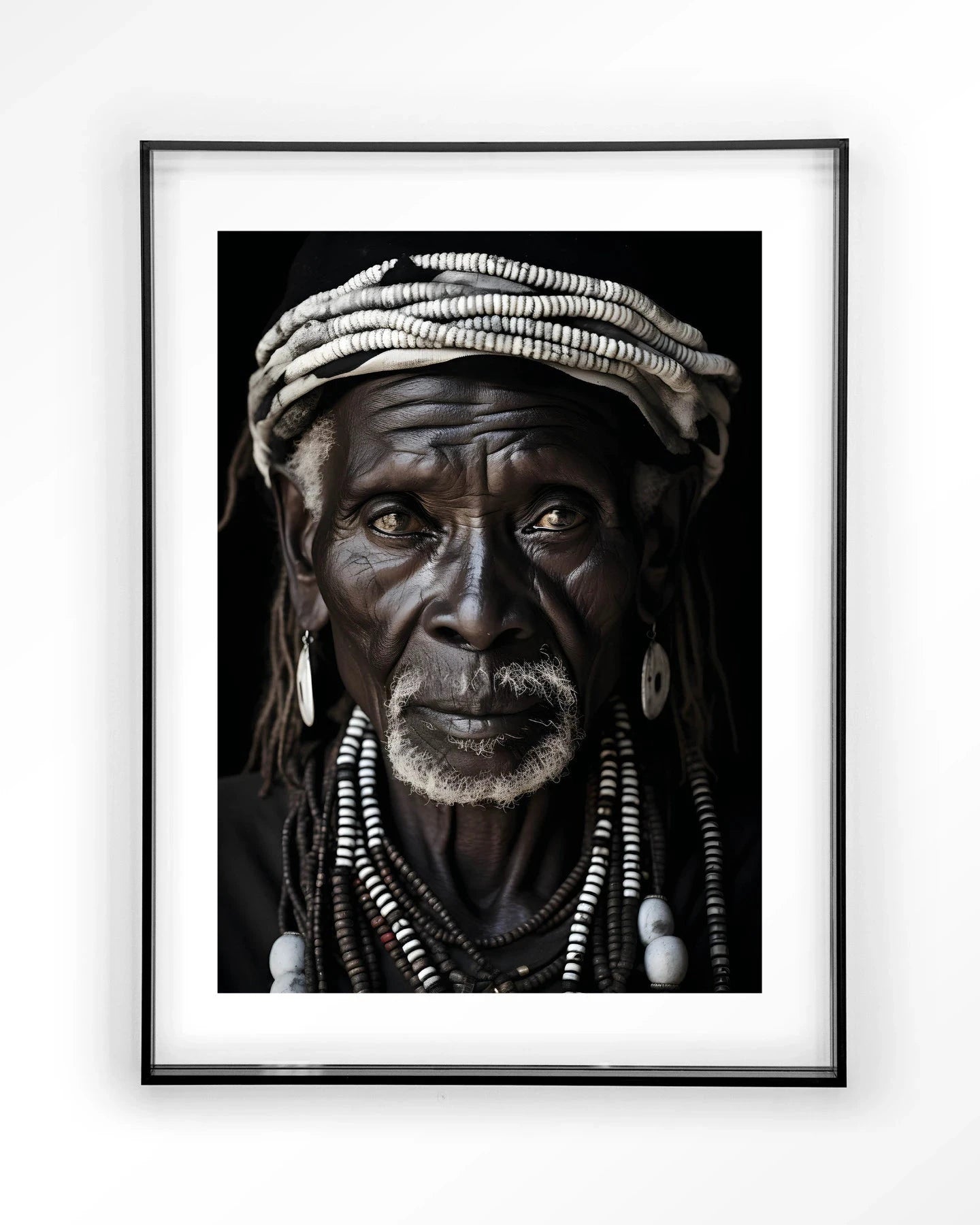 Moderne Kabila kunstprint met zwart acryl frame, wanddecoratie met glasart en wandkleed van Urban Cotton, abstracte muurkunst
