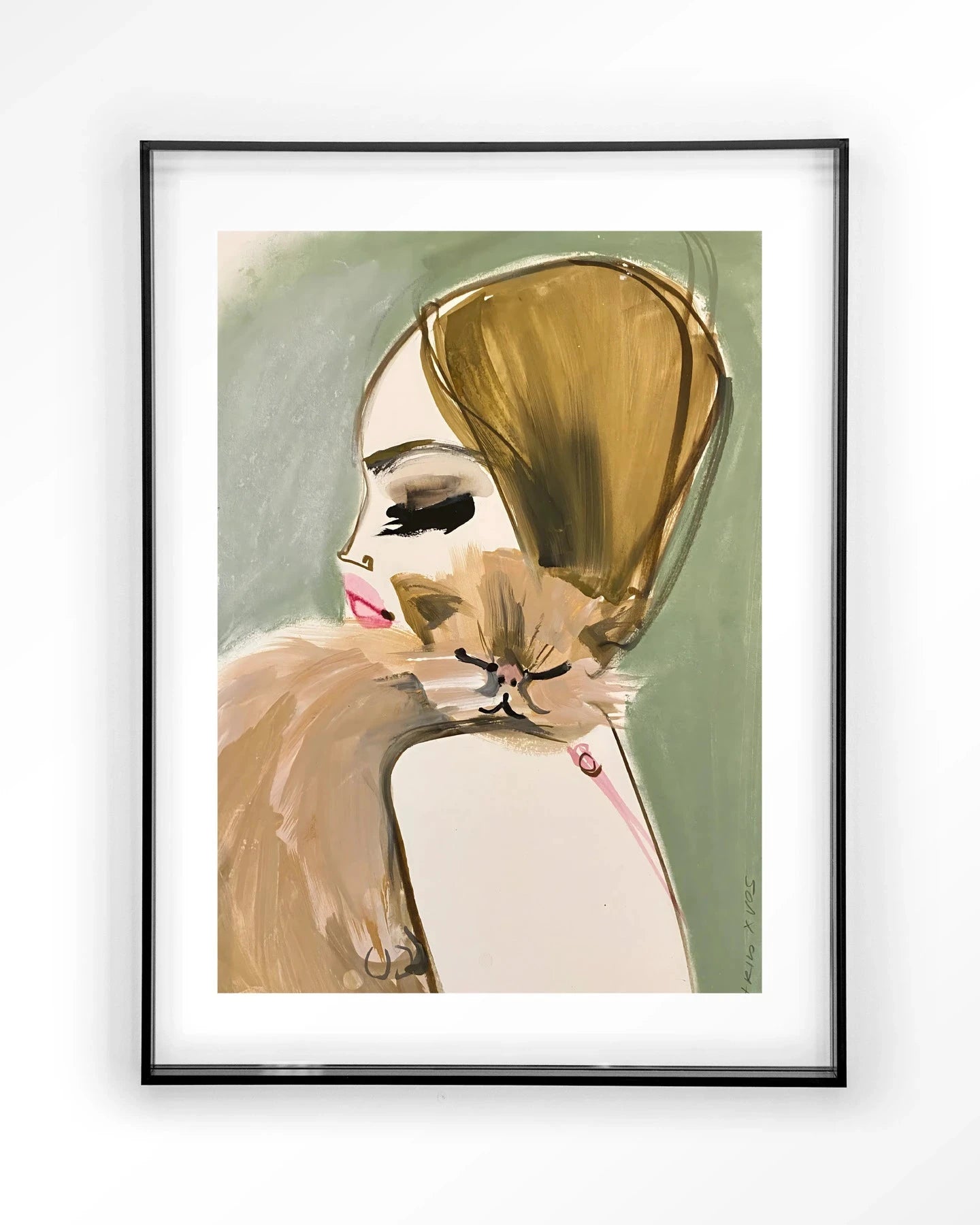 Modern kunstprint van Lily Rose Depp en Pumpkin met zwart acrylframe, geschikt als wanddecoratie, door Urban Cotton.