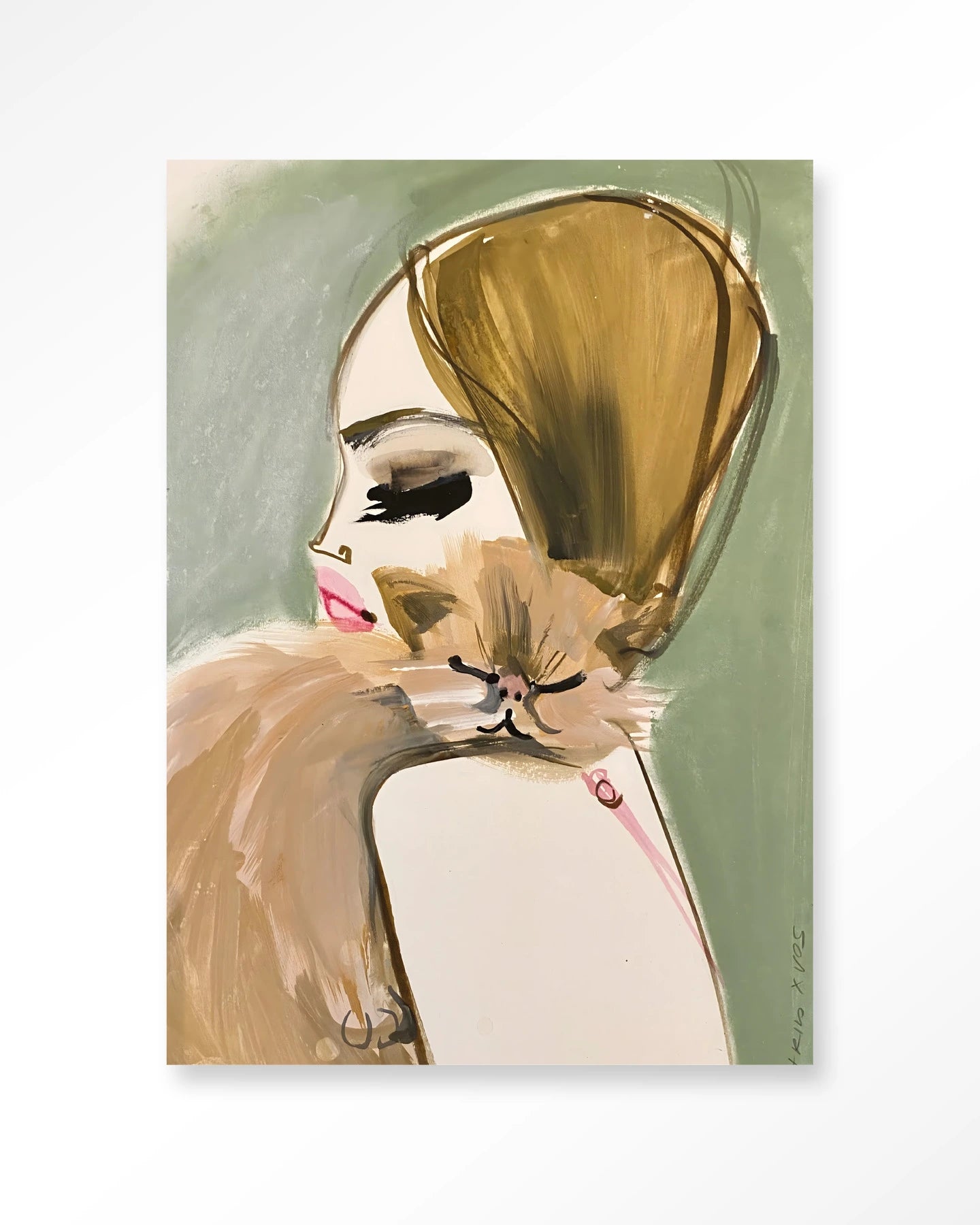 Moderne wanddecoratie van Lily Rose Depp x Pumpkin, Urban Cotton, met kunstprint en glazen kunstwerk op muur.