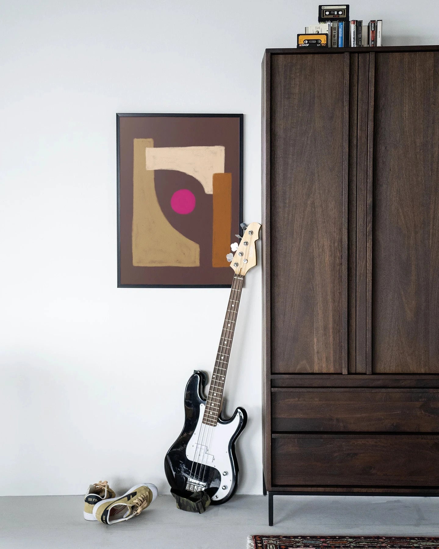 Moderne Marrakech wanddecoratie kunst met houten frame en zwart ontwerp, Urban Cotton artprint voor thuisdecoratie