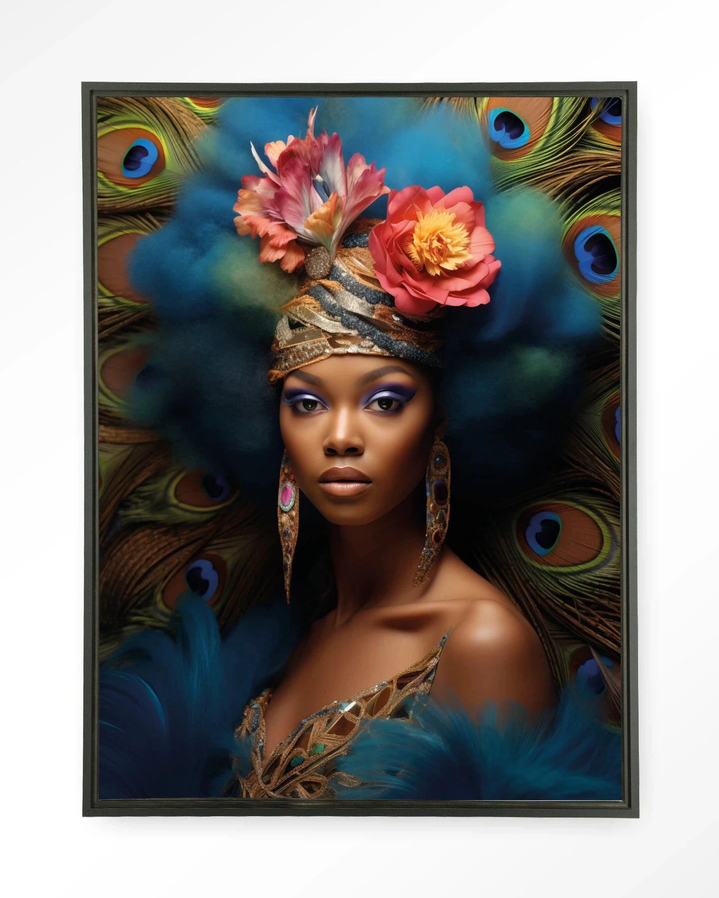 Maua wandkleed met modern kunstprint in zwart frame, sierlijke muurdecoratie van Urban Cotton voor stijlvolle interieurs