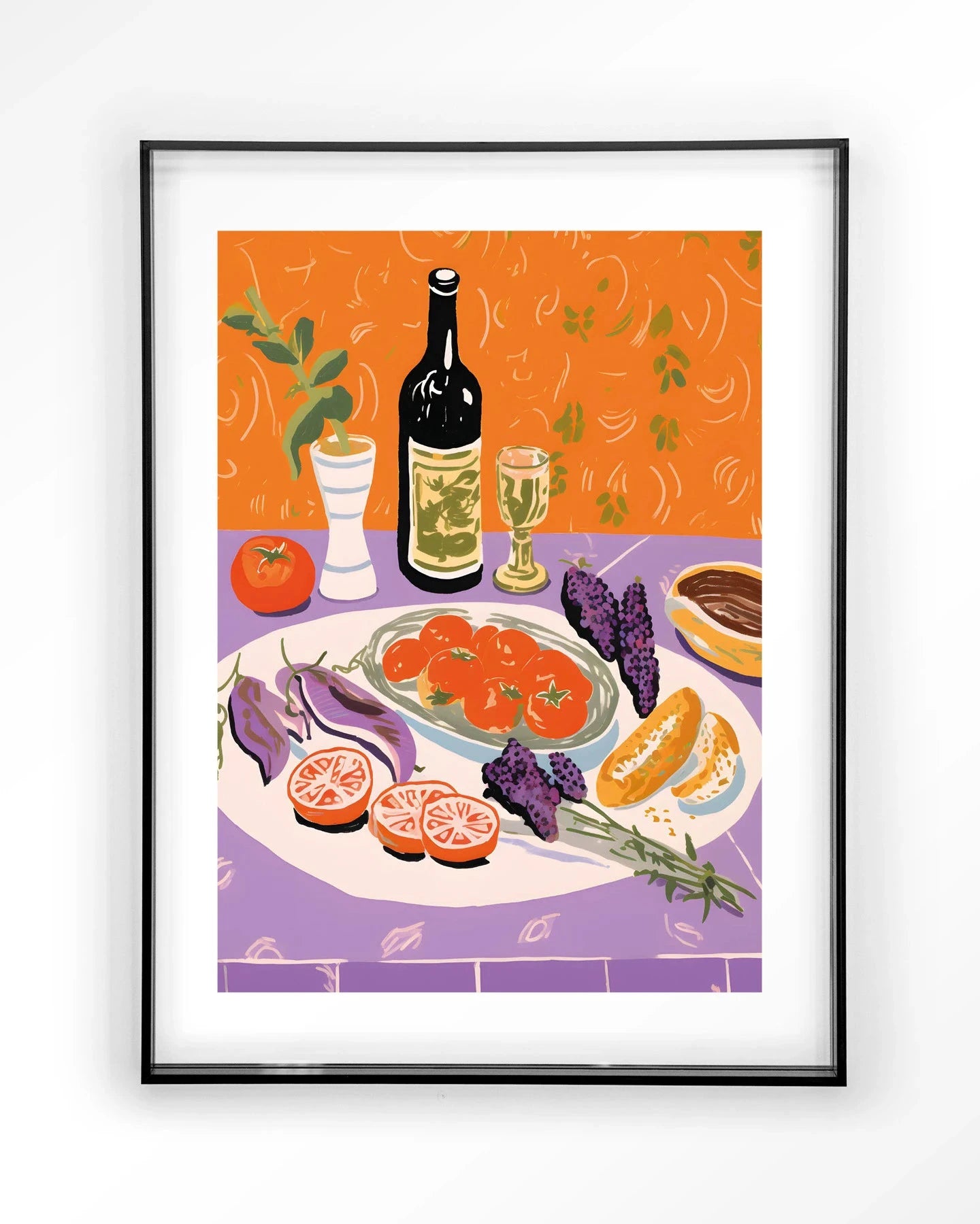 Modern Mediterrane tafel kunstprint van Urban Cotton met acryl frame, geschikt als wanddecoratie of kunstwerk voor in huis.