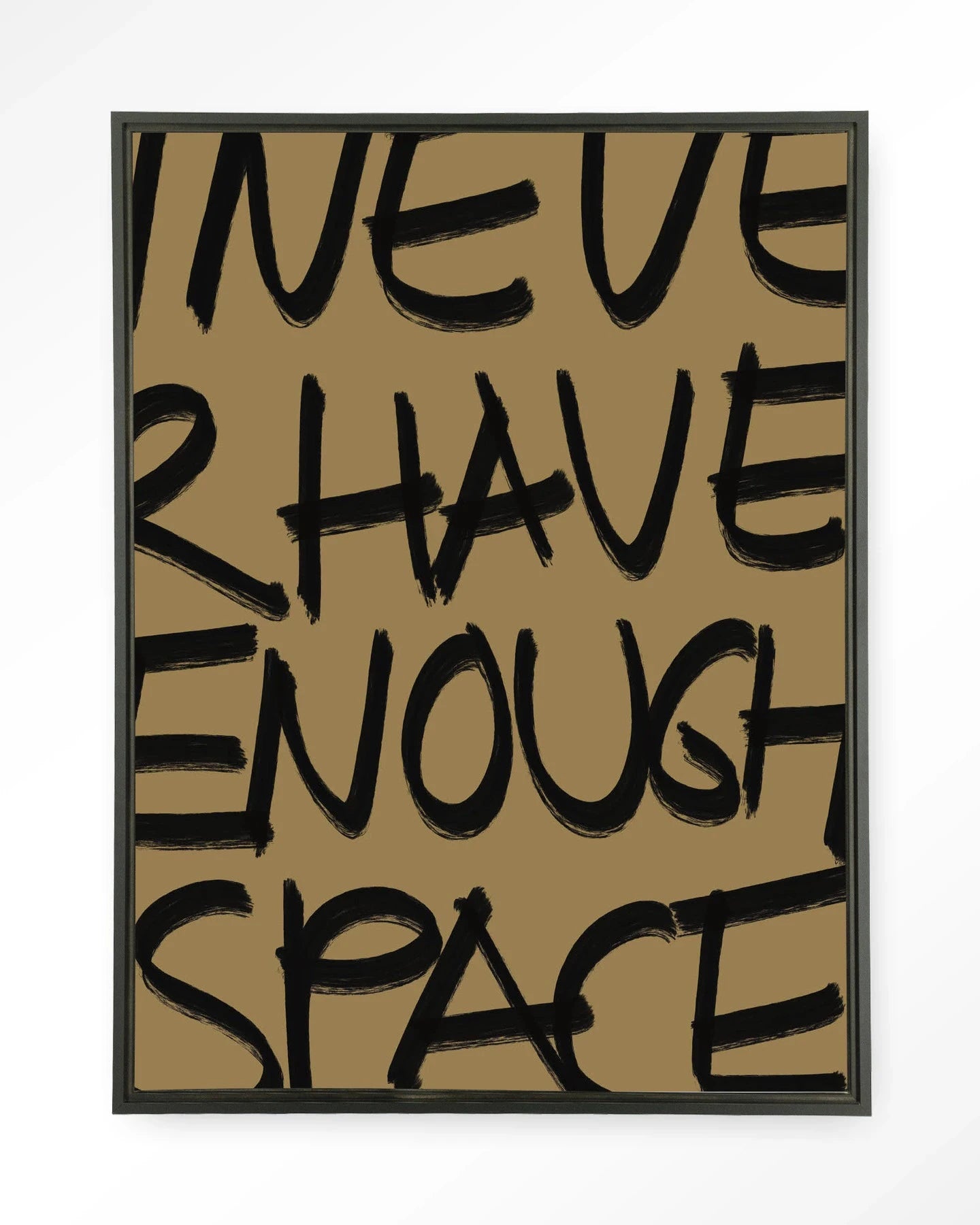 Urban Cotton No Space wandkleed met zwart zwevend frame, moderne wanddecoratie met kunstprint en glasart voor in huis.