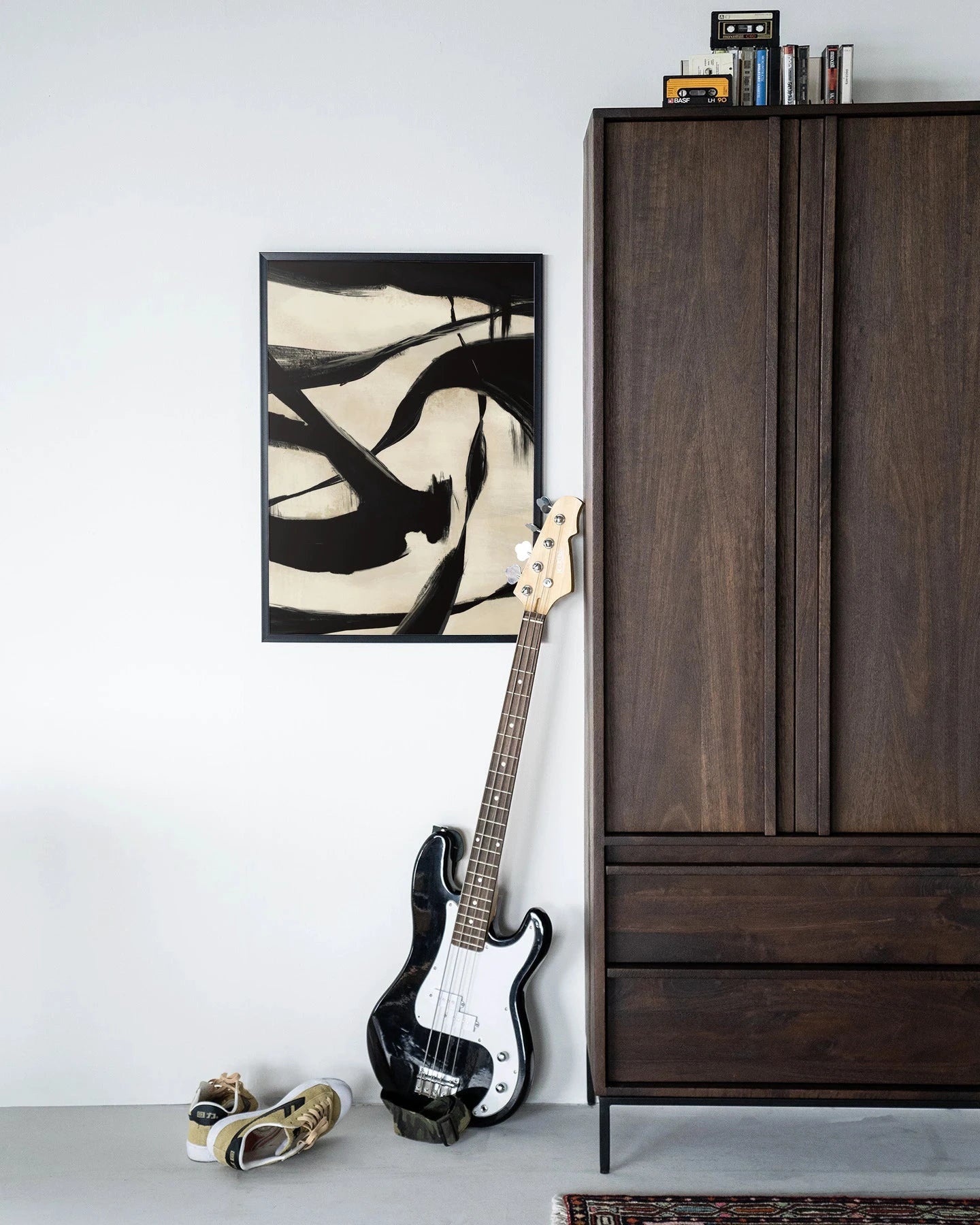 Moderne Nocturne Fortex kunstprint met houten lijst en zwarte rand, wanddecoratie van Urban Cotton, glasart en wandkleed.