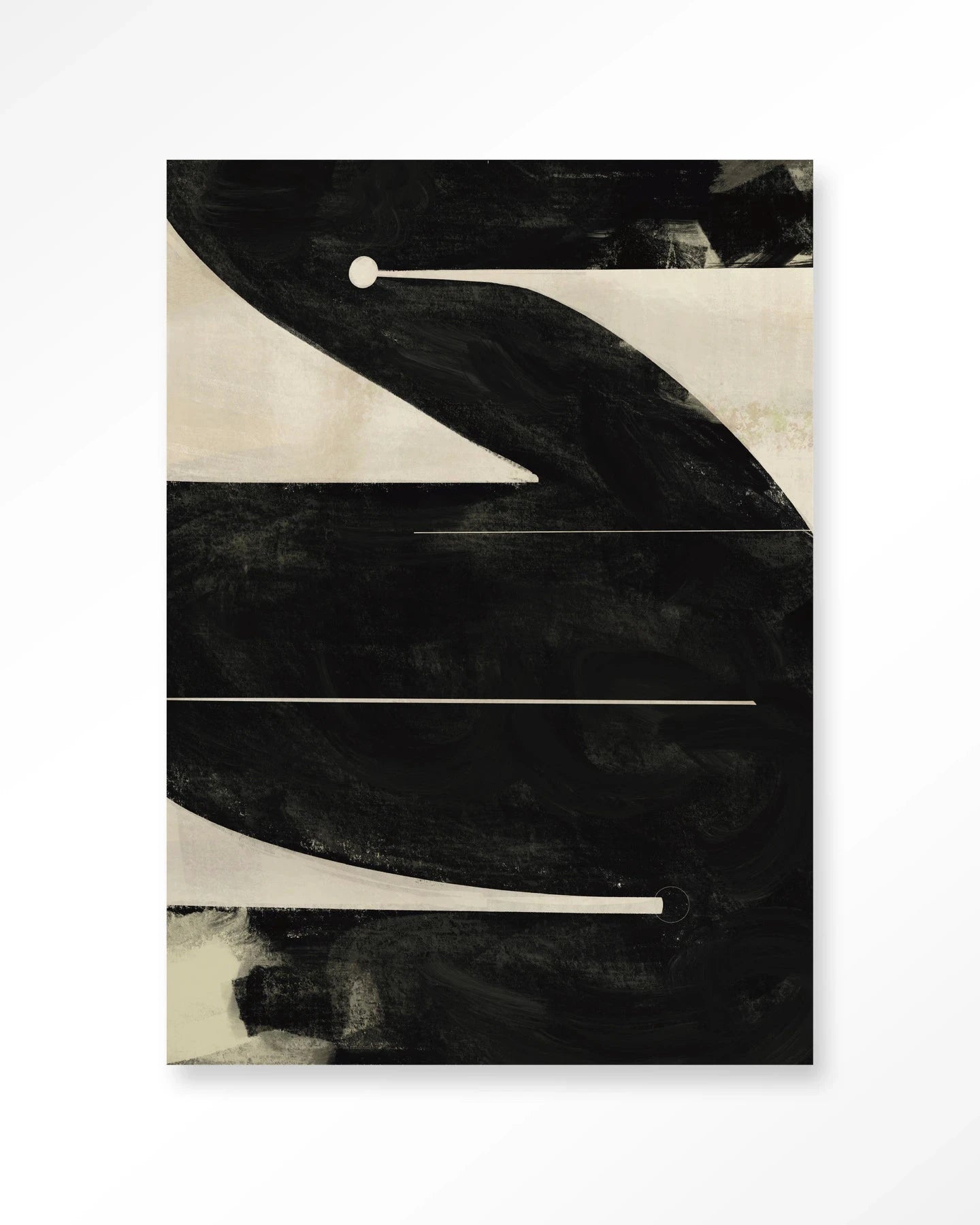 Moderne wanddecoratie kunst van Urban Cotton met glasart en wandkleed, getiteld Nocturne Oasis, kleurrijk en abstract design.