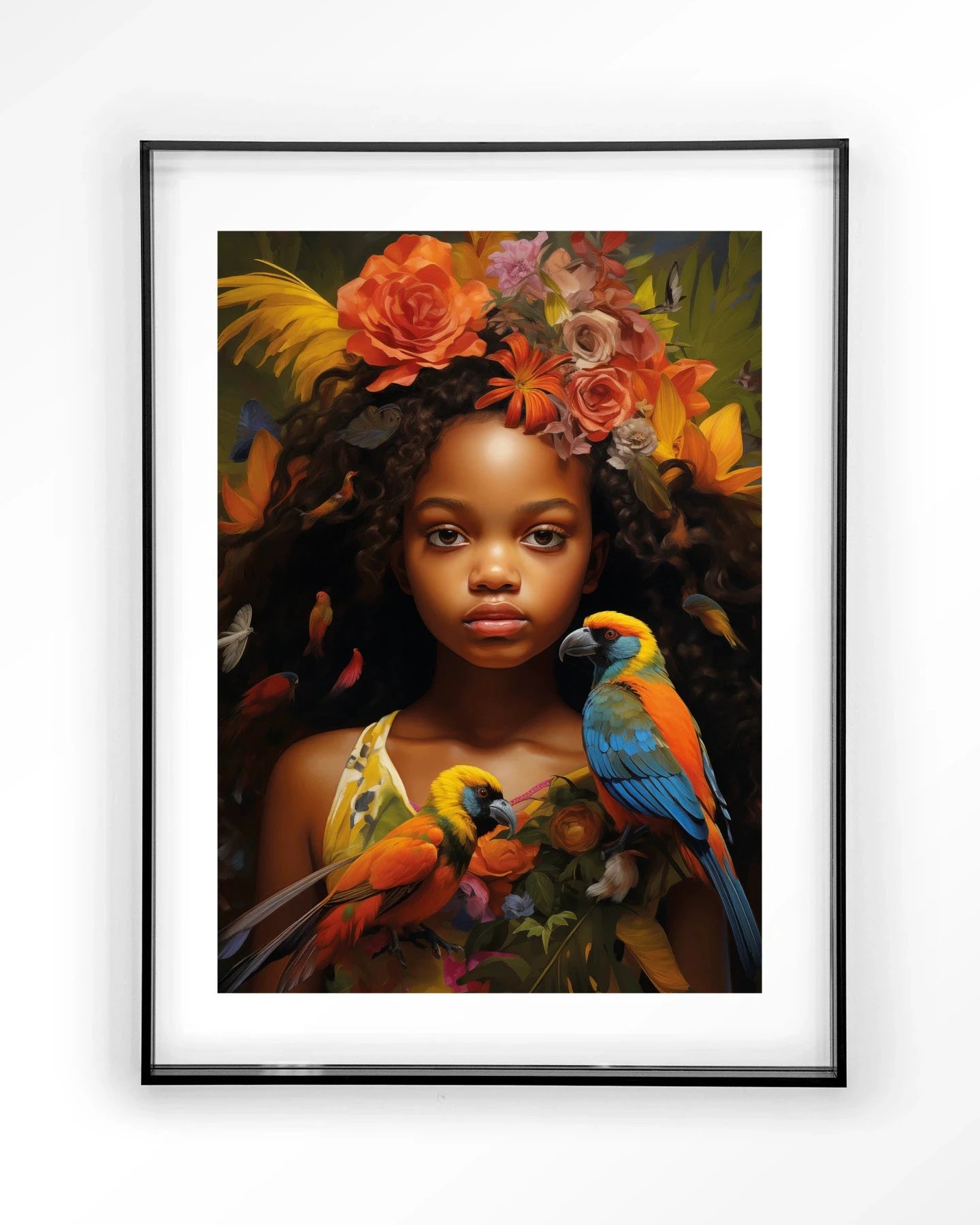 Moderne wanddecoratie van Urban Cotton met artprint, acryl frame en zwart wandkleed voor een eigentijdse uitstraling