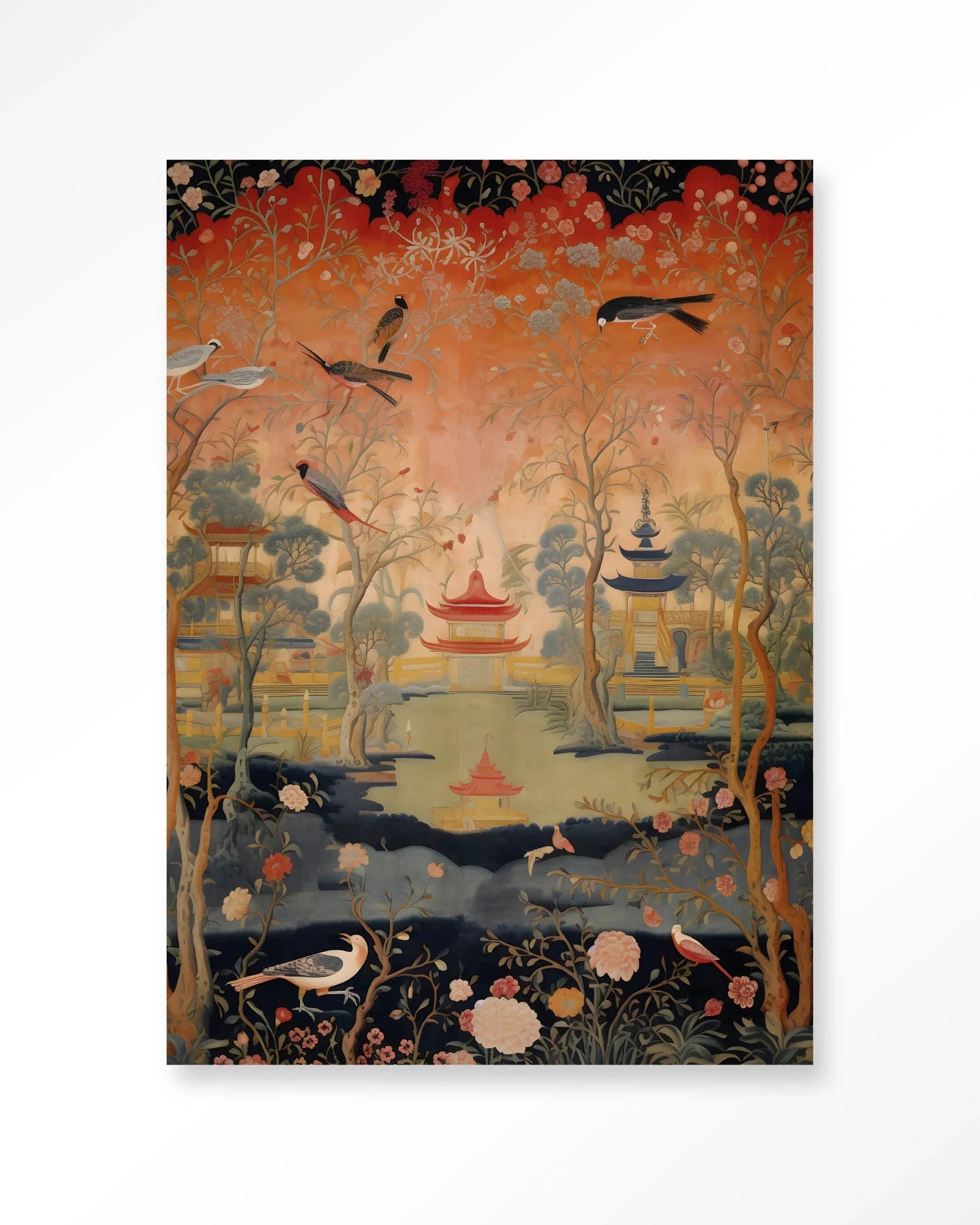 Moderne wanddecoratie met kunstprint en glasart, Oriental Night van Urban Cotton, kleurrijk en decoratief wandkleed.