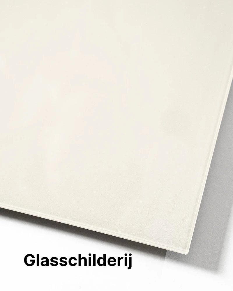 Modern palm dust glaswanddecoratie van Urban Cotton, abstract kunstprint met gedetailleerd design en heldere kleuren.