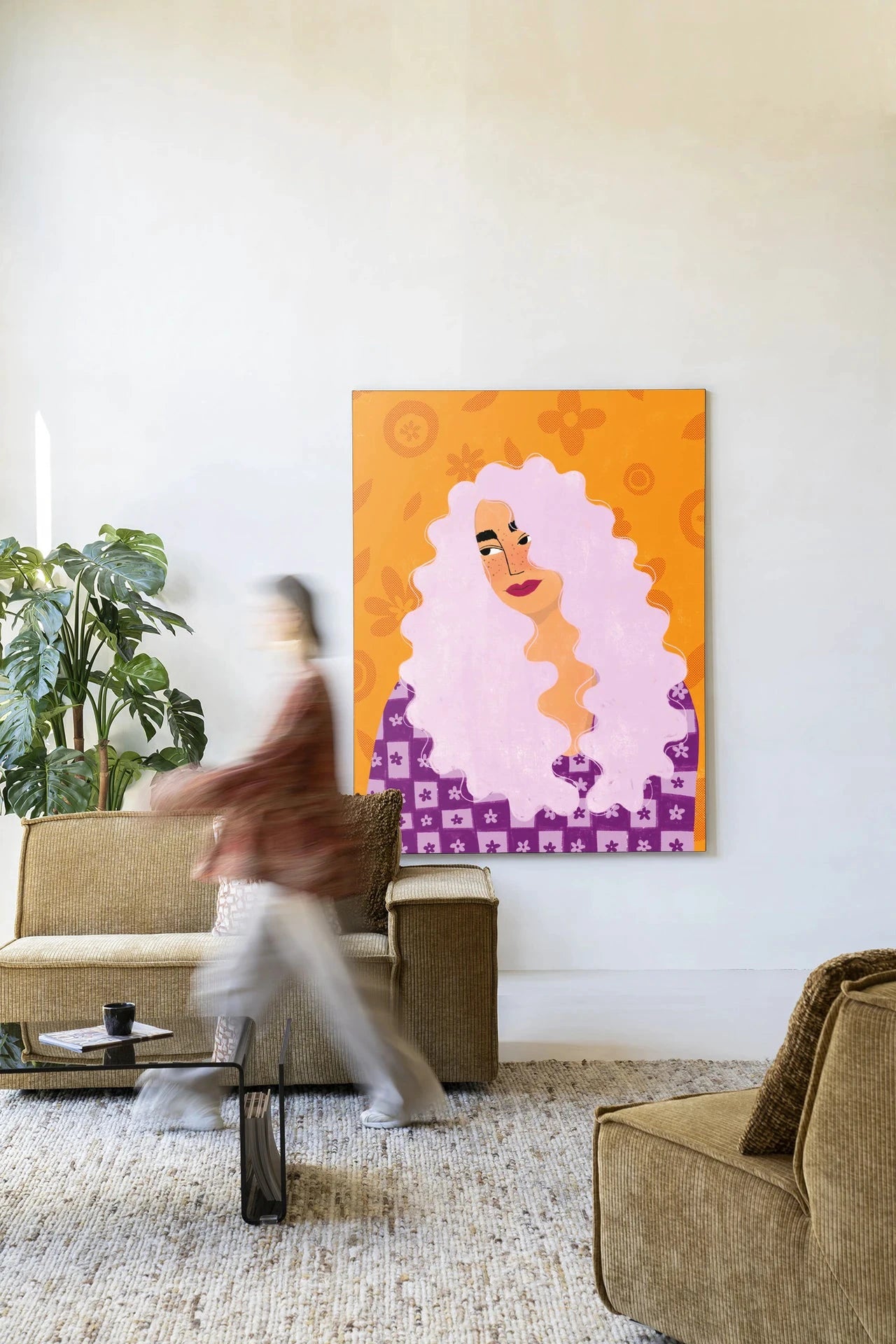 Retro Girly wandkleed van Urban Cotton, moderne kunstprint met glas en textuur voor stijlvolle interieurdecoratie