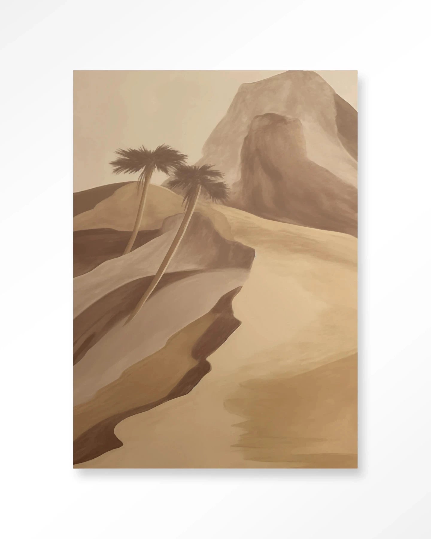 Moderne Rocky Palm kunstwanddecoratie met artprint, glazen kunstwerk en wandkleed van Urban Cotton voor een stijlvolle uitstraling