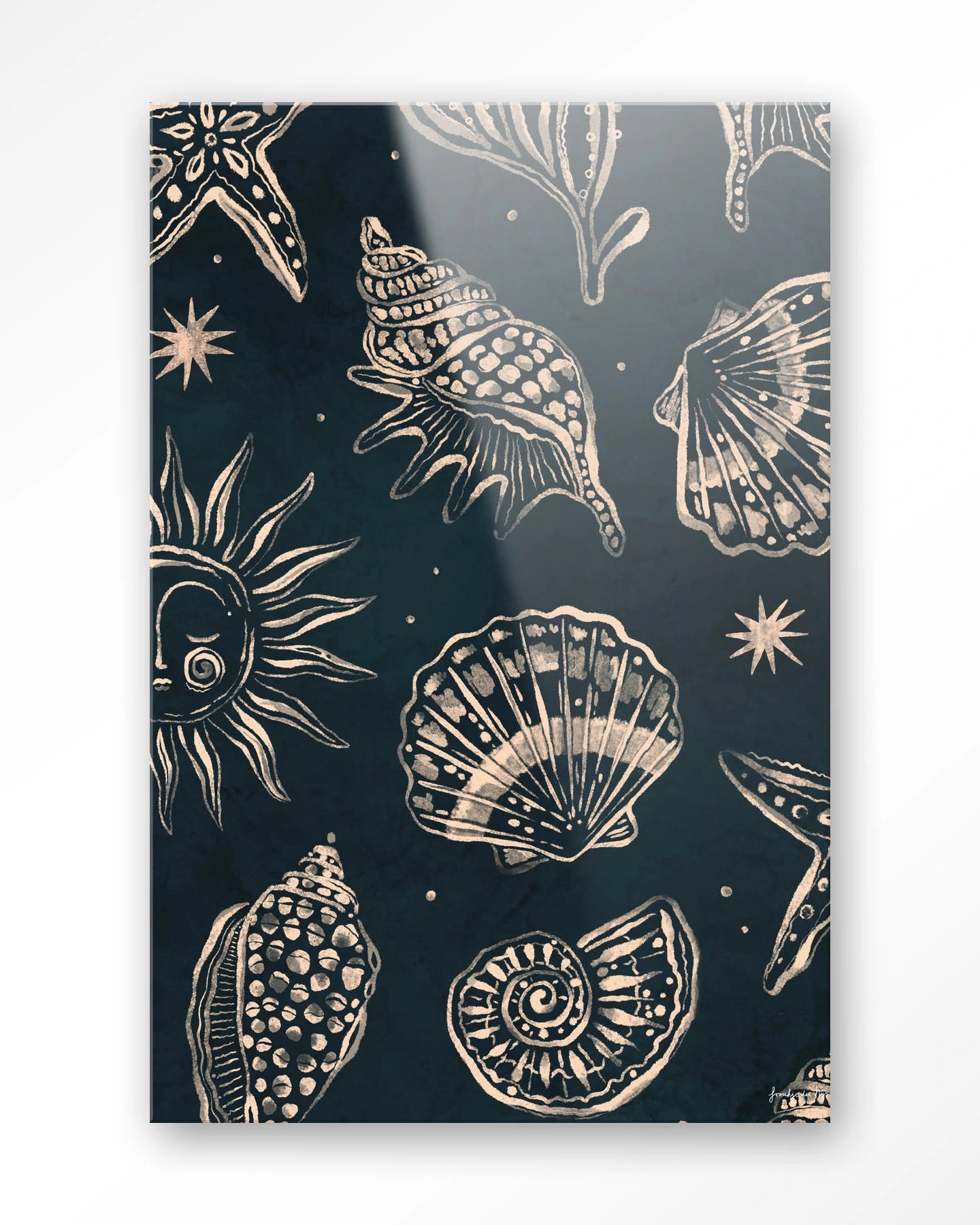 Seashells Midnight - Moderne Wanddecoratie | Artprint, Glass Art & Wandkleed by Urban Cotton