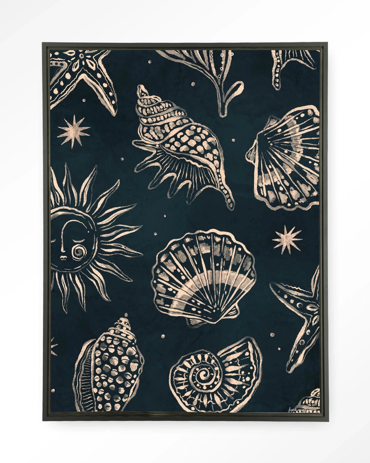 Seashells Midnight - Moderne Wanddecoratie | Artprint, Glass Art & Wandkleed by Urban Cotton