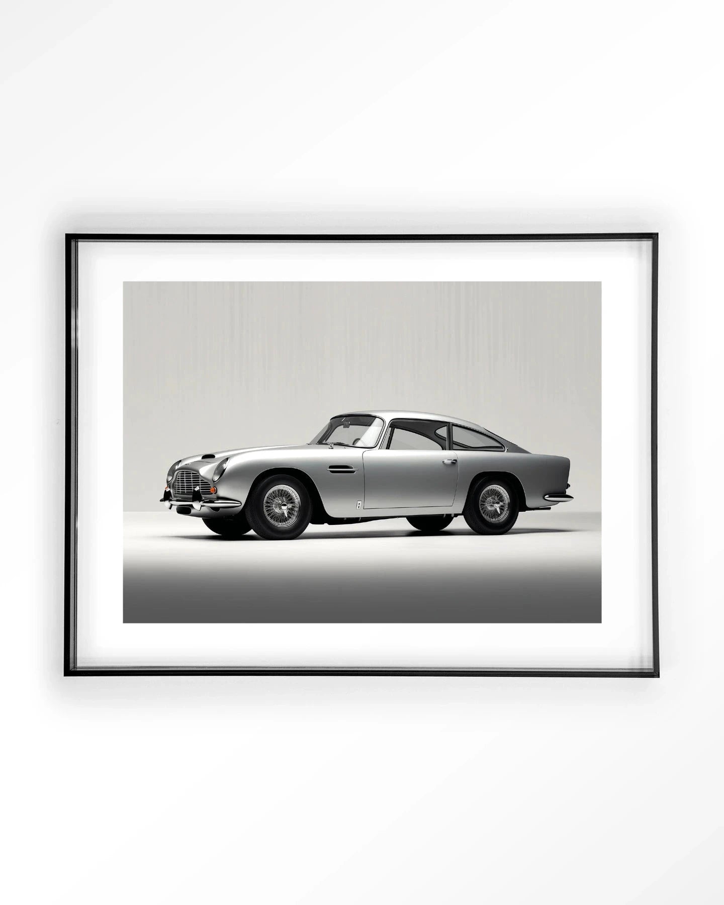 Moderne zilveren kunstprint van Urban Cotton met acryl frame en zwart wandkleed, stijlvolle wanddecoratie voor in huis