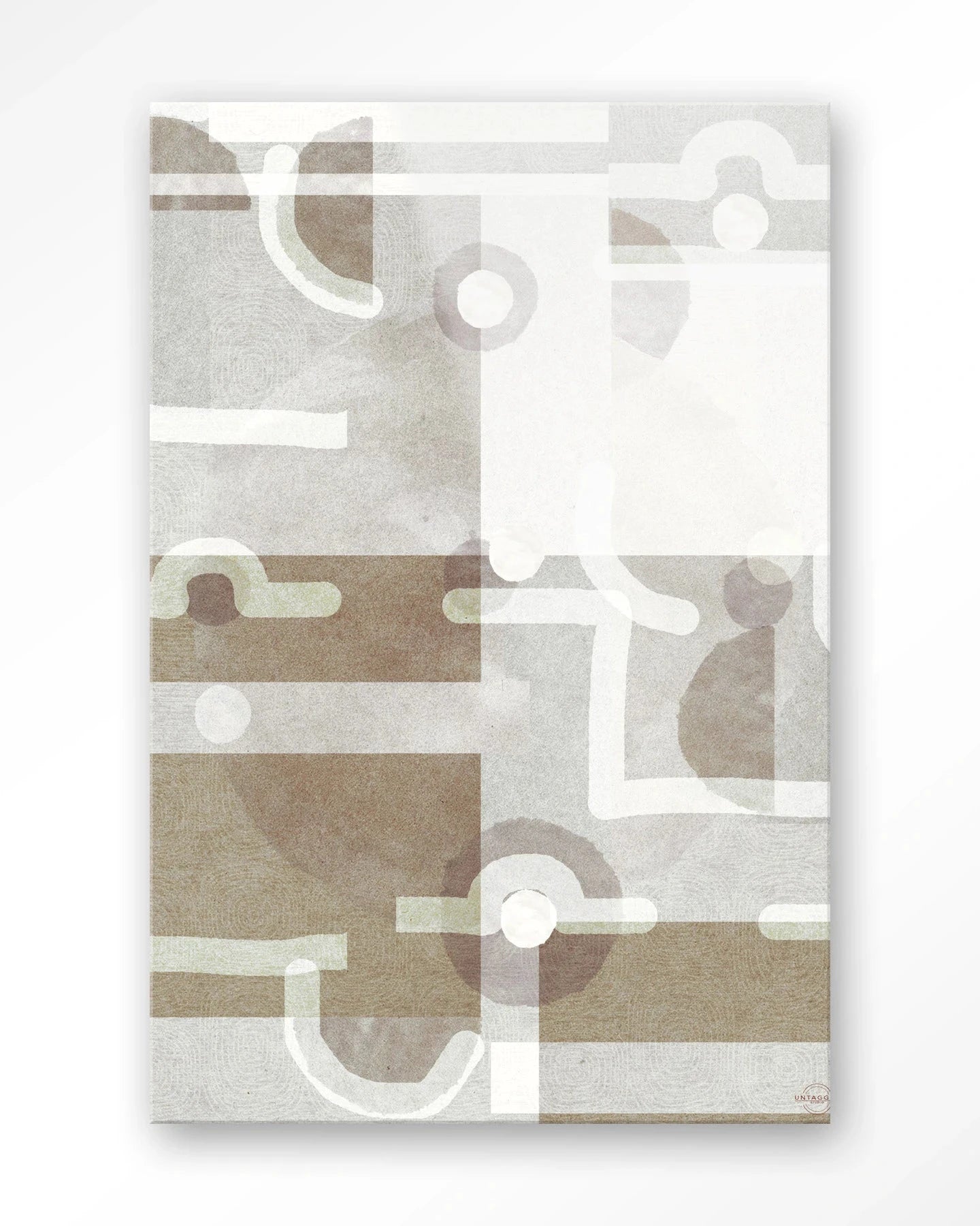 Moderne wanddecoratie van Urban Cotton met glaskunst en artprint met symbolen van het universum, geschikt als kunstwerk voor de muur