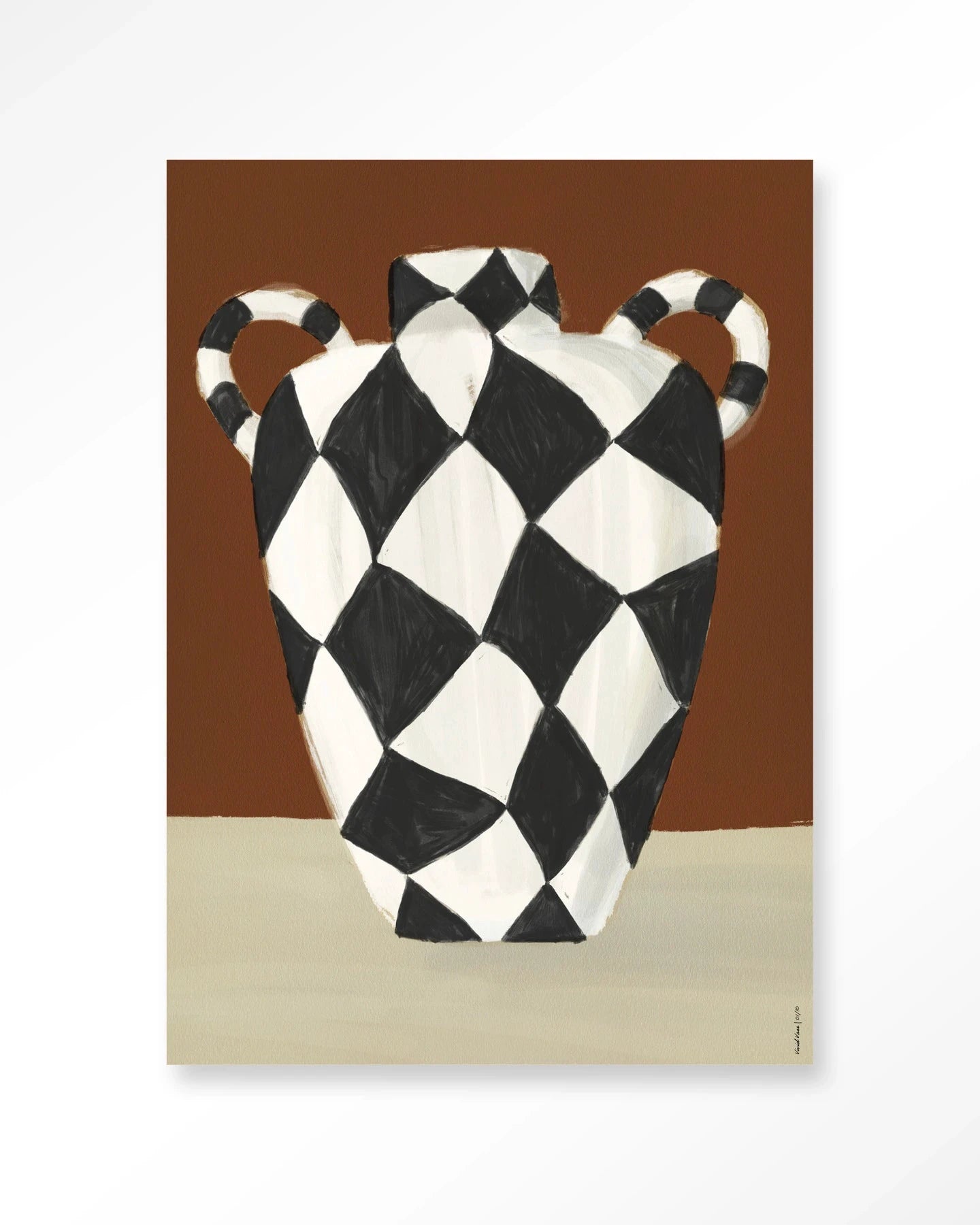 Urban Cotton Vivid Vase 01 kunstprint met glazen kunst en wandkleed, moderne wanddecoratie voor in huis
