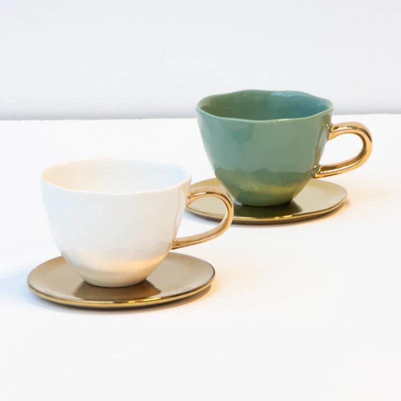 Good Morning kop Cappuccino / Thee Ø11 cm - Jade Glans (set van 4) by Urban Nature Culture