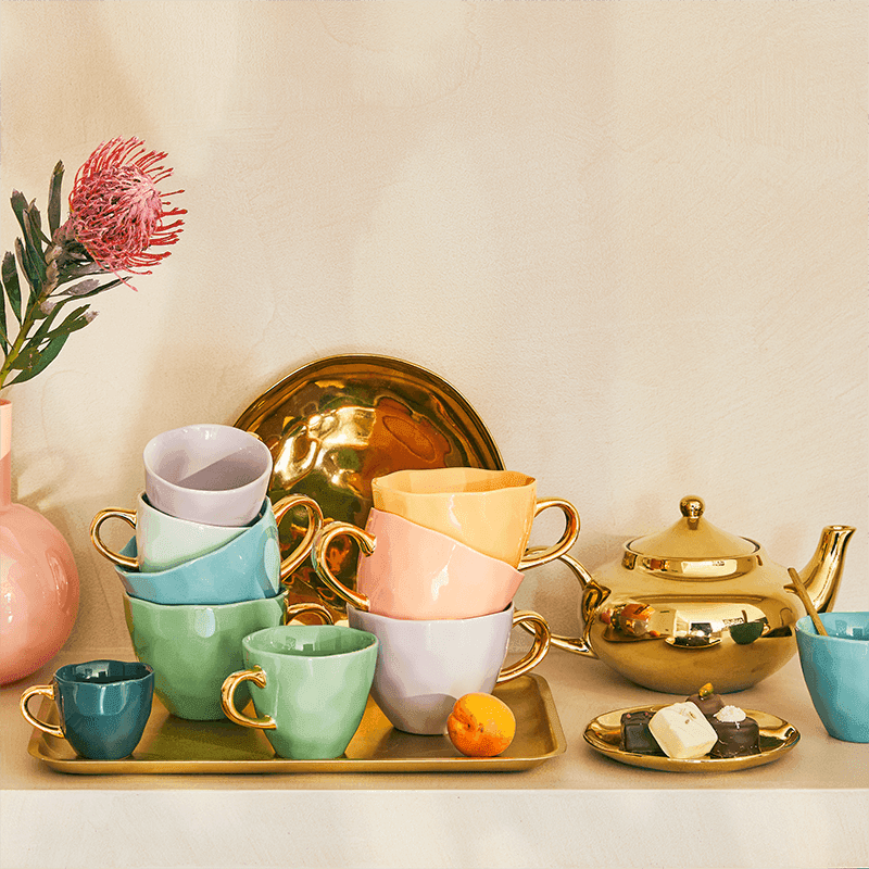 Good Morning kop Cappuccino / Thee Ø11 cm - Lila (set van 4) - depauwwonen