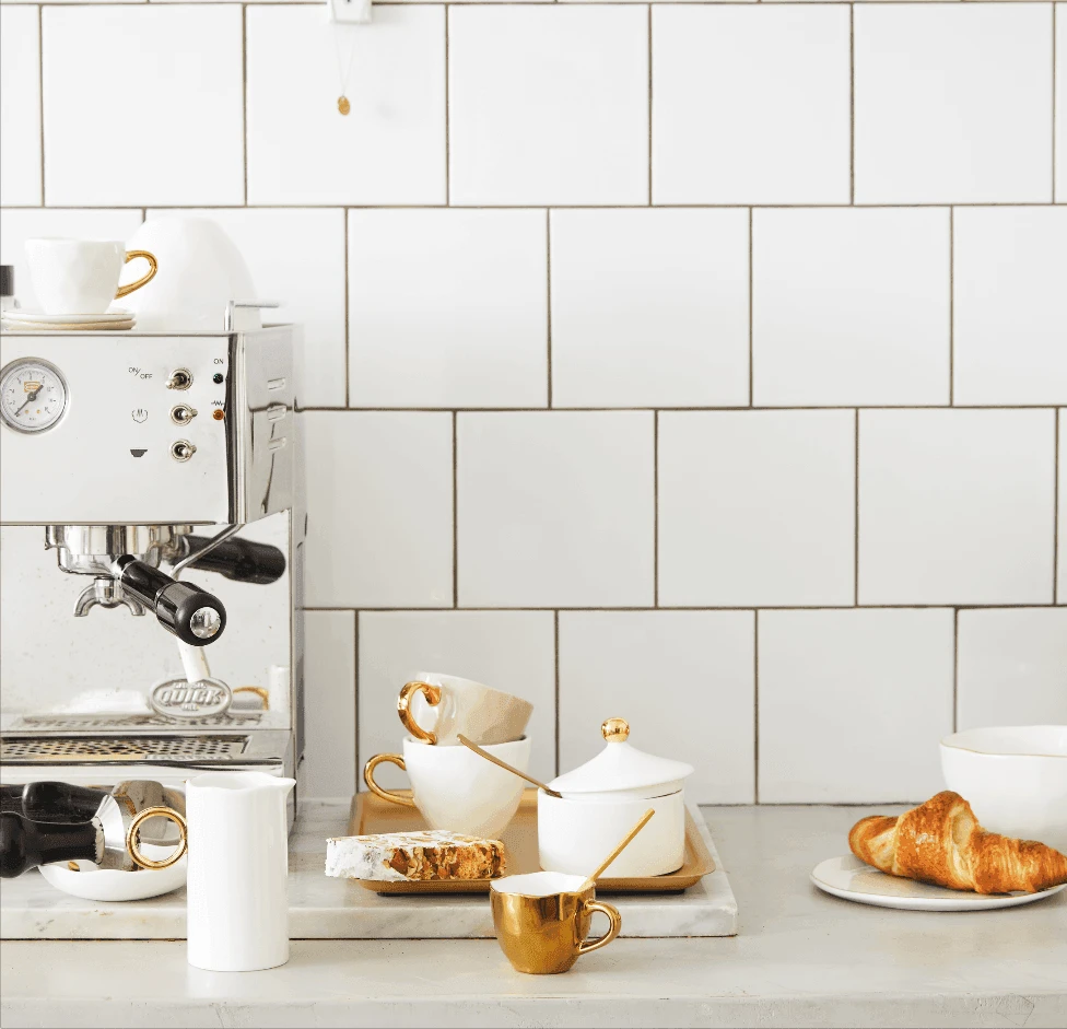 Good Morning kopje Espresso Gold (set van 4) by Urban Nature Culture