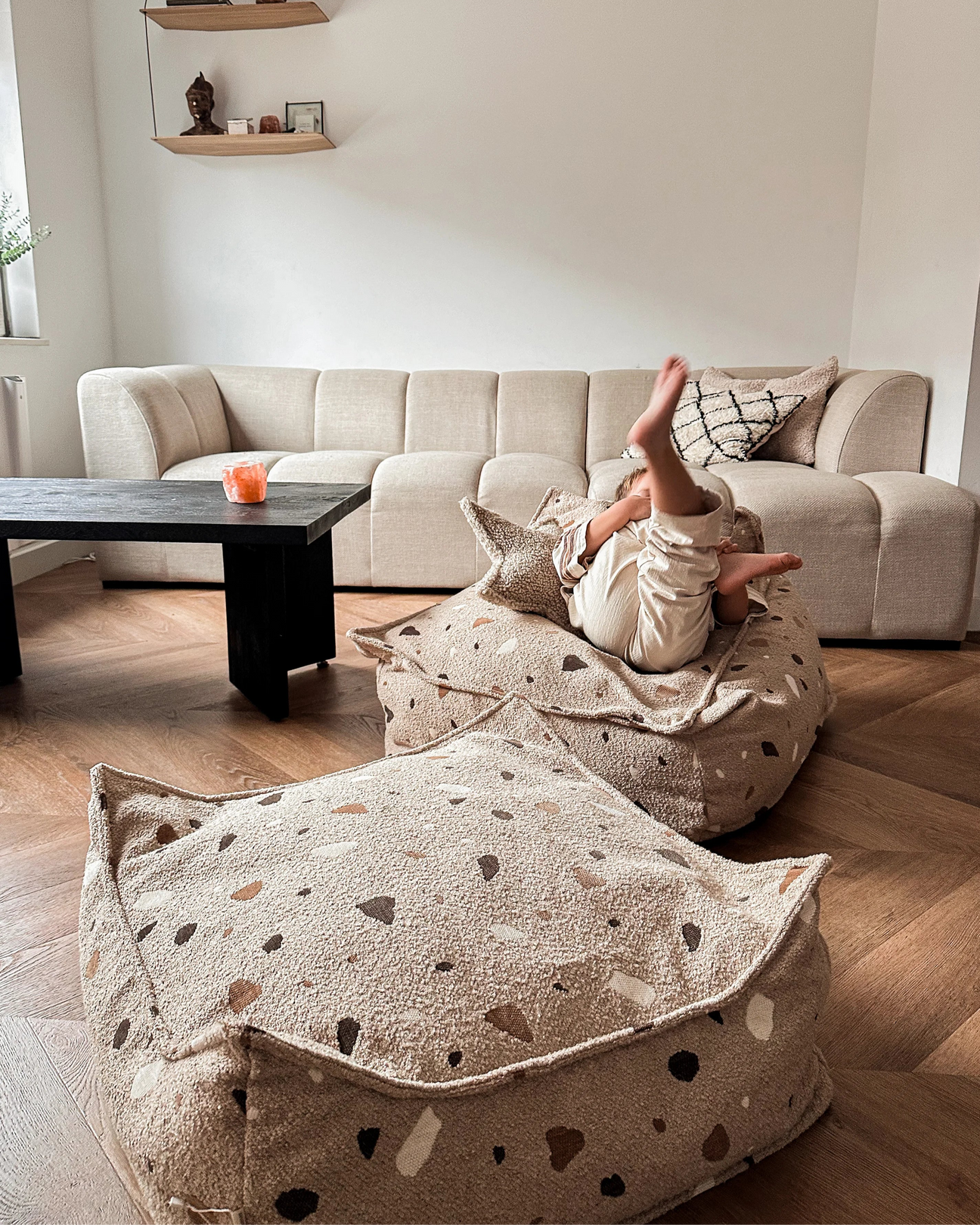 Poef Vierkant Terrazzo Sand - depauwwonen