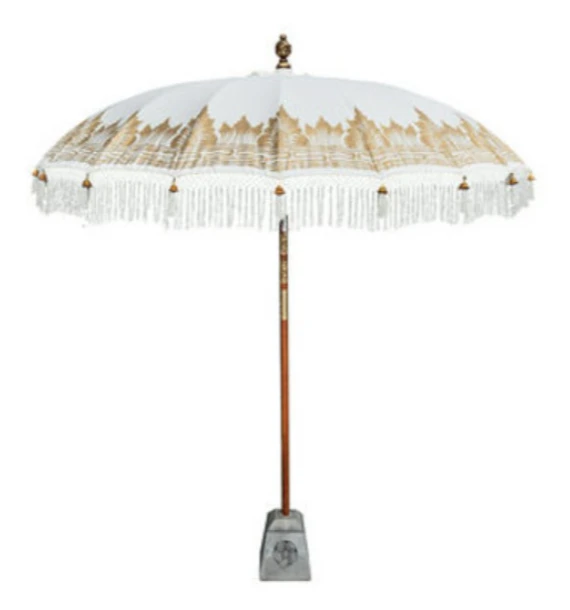 Parasol Bali Nusa Penida | Crème/Goud 250cm by Wild'nChic
