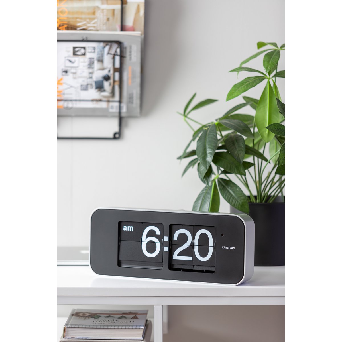 Wandklok Wide Flip Zilver