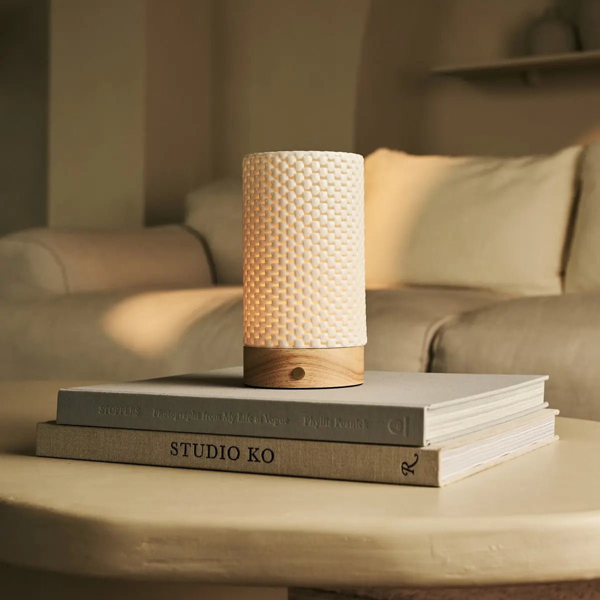 Tafellamp oplaadbaar Luna lichtbruin