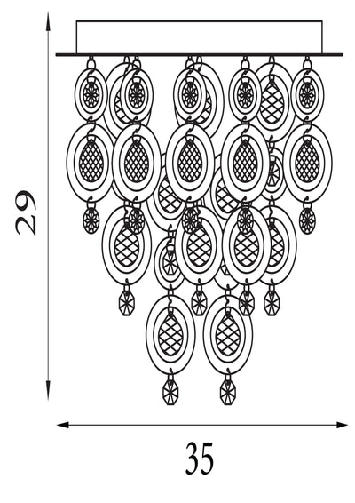 Plafondlamp Nova 3Lt - Chrome Metal & Acrylic by Searchlight