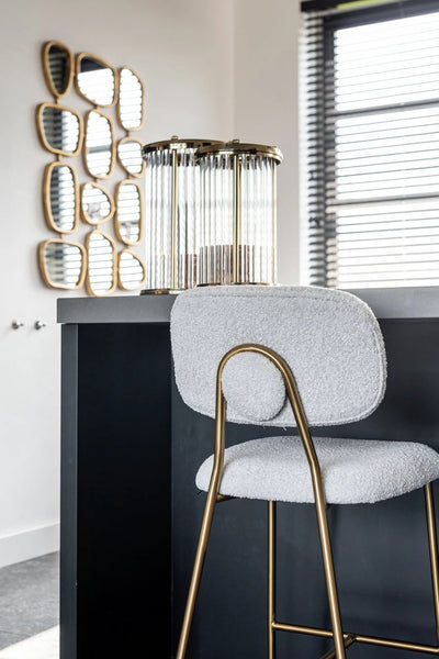 Barstoel Xenia white bouclé - Laag (set van 2) by Richmond Interiors