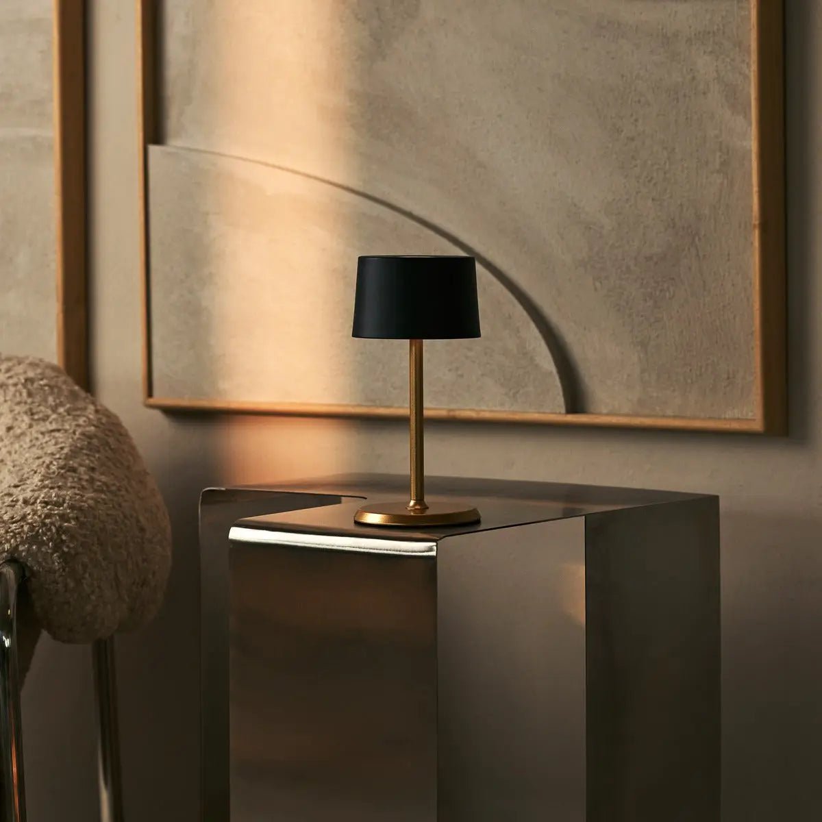 Tafellamp oplaadbaar David Zwart & Goud 2 op 1 met verstelbare hoogte